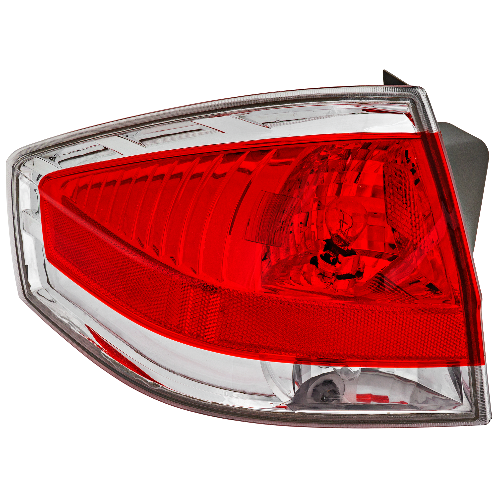 AM FOCUS 09-11 TAIL LAMP LH Assembly Halogen w Chrome Insert Sedan SKU REPF730124 Partslink FO2800215 OEM 9S4Z13405D