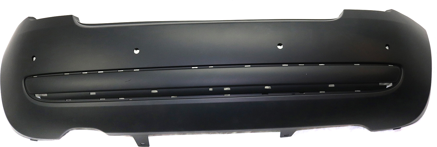 AM FIAT 500-12-17 REAR BUMPER COVER Primed w Park Assist Snsr Holes Lounge Model Hatchback CAPA SKU REPF760160PQ Partslink FI1100110C OEM 68104144AA