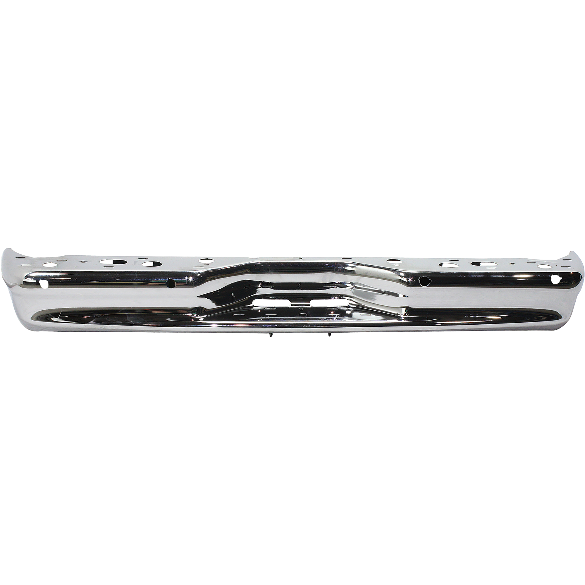 AM ECONOLINE VAN 07-14 STEP BUMPER FACE BAR ONLY w o Pad w Pad Provision w o Mounting Bracket Chrome w Rear Object Sensor Holes Welded Reinforcement Bar SKU REPF760702 Partslink FO1102365 OEM 7C2Z17906D