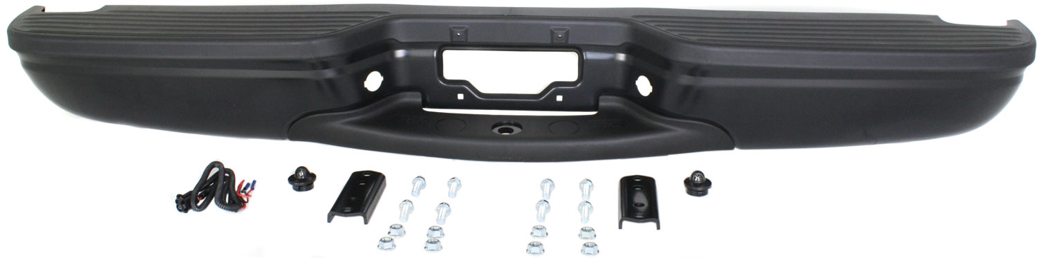 AM EXCURSION 00-05 STEP BUMPER FACE BAR AND PAD w Pad Provision w Mounting Bracket Powdercoated Black w o Rear Object Sensor Holes SKU REPF760710 Partslink FO1103108 OEM Performance