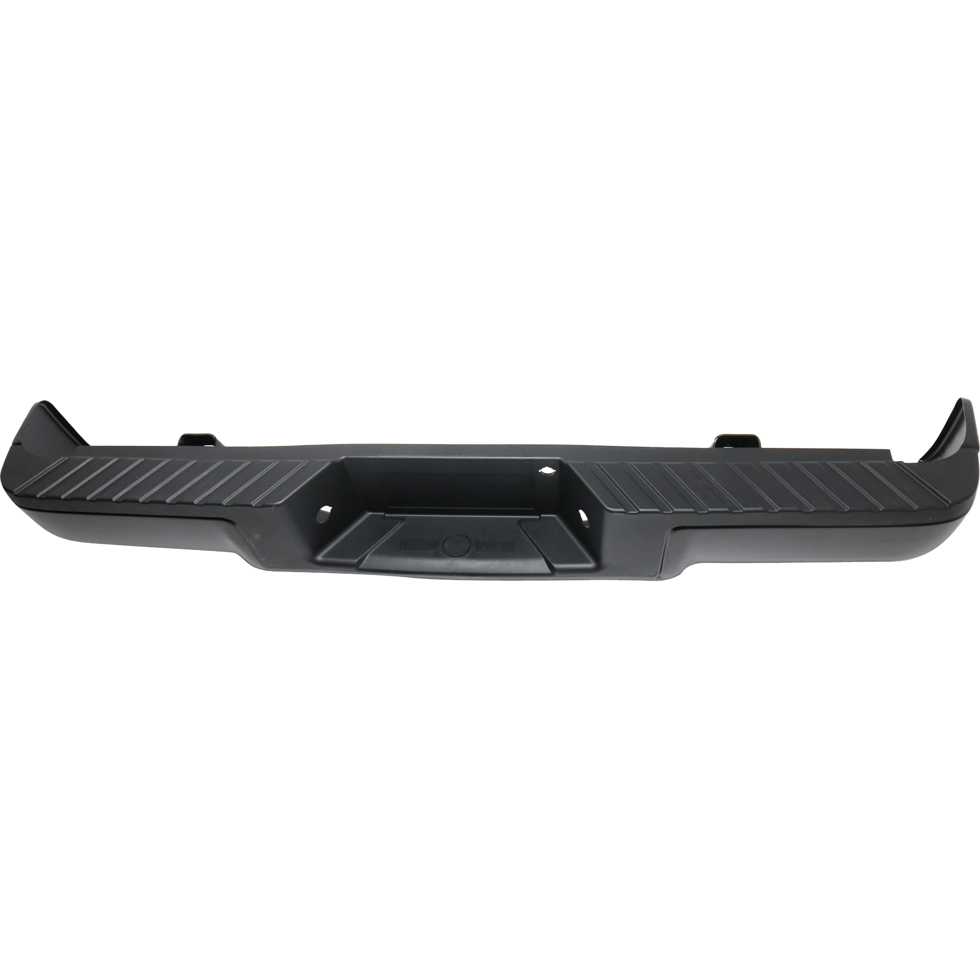 AM F 150-09-14 STEP BUMPER FACE BAR AND PAD w Pad Provision w o Mounting Bracket Powdercoated Black w o Rear Object Sensor Holes and Towing Package Styleside SKU REPF760716 Partslink FO1103161 OEM 9L3Z17906CPTM PFM 9L3Z17906CPT