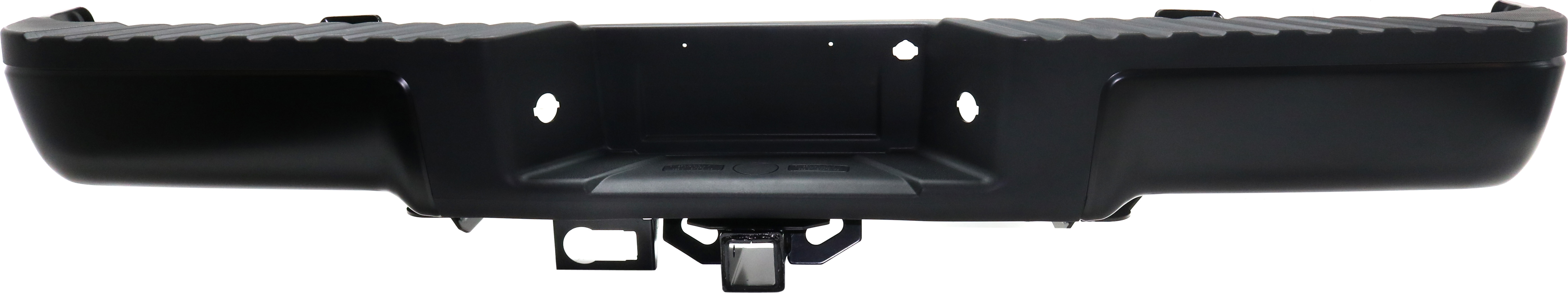 AM F 150-09-14 STEP BUMPER FACE BAR AND PAD w Pad Provision w o Mounting Bracket Black w o Rear Object Sensor Holes w Towing Pkg w Upgrade Payload Pkg Styleside SKU REPF760720 Partslink FO1103165 OEM 9L3Z17906CPTM PFM