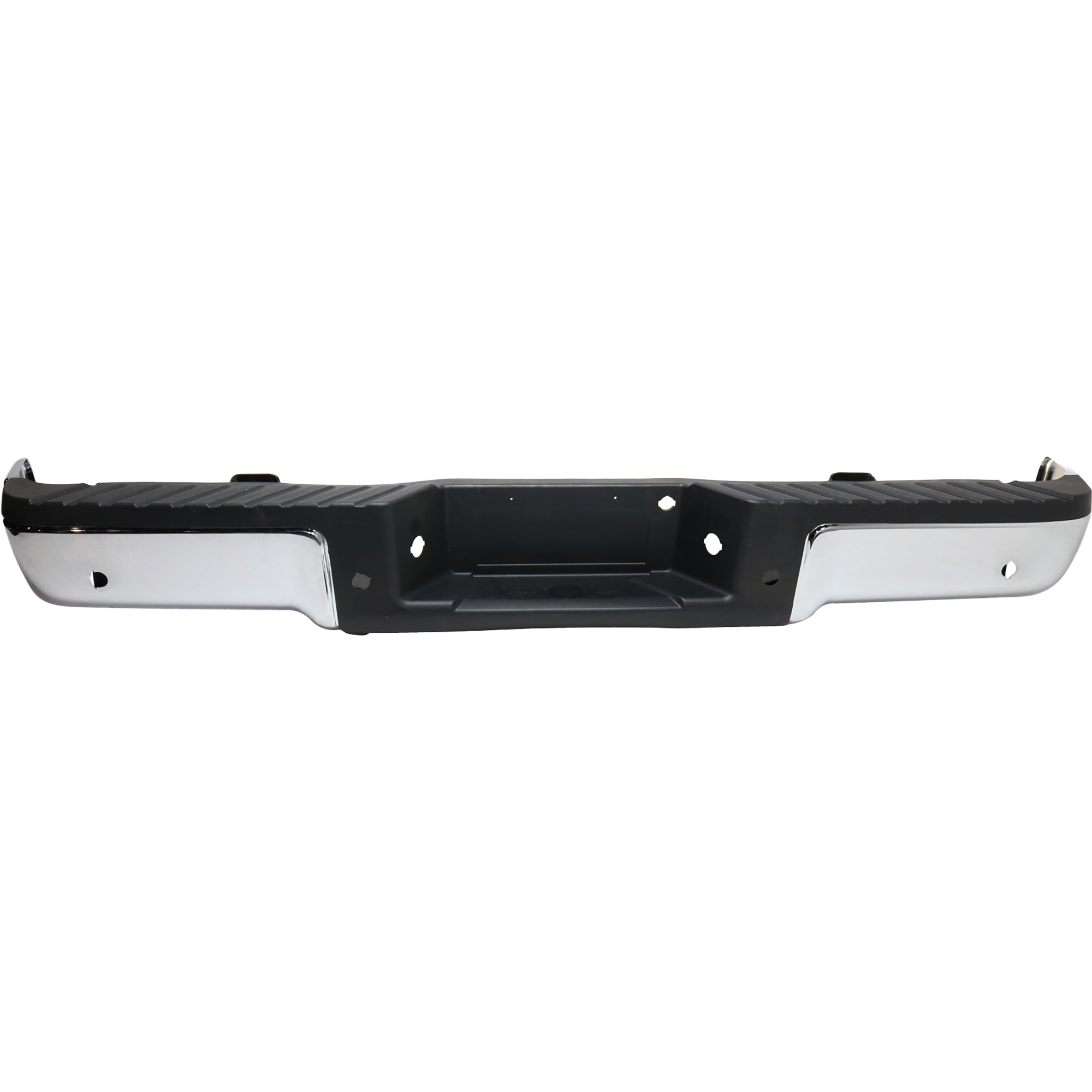 AM F 150-09-14 STEP BUMPER FACE BAR AND PAD w Pad Provision w o Mounting Bracket Chrome w Rear Object Sensor Holes w o Towing Pkg Exc. Raptor Model Styleside SKU REPF760721 Partslink FO1103166 OEM 9L3Z17906B PFM 9L3Z17906B 9L3Z