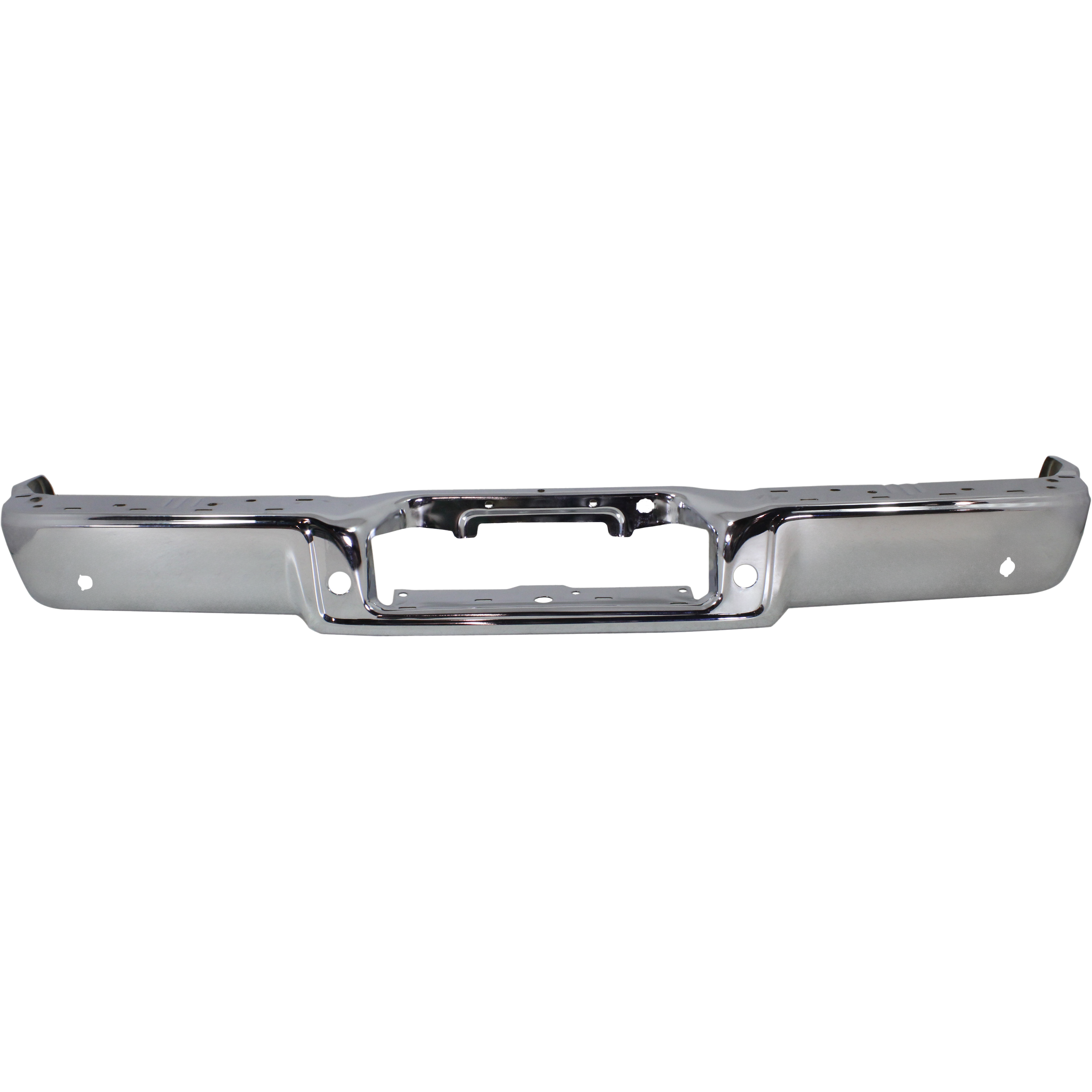 AM F 150-04-06 MARK LT 06-06 STEP BUMPER FACE BAR ONLY w o Pad w Pad Provision w o Mounting Bracket Chrome w Rear Object Sensor Holes F 150 To 8-8-05 Mark LT To 8-7-05 Styleside SKU REPF760727 Partslink FO1102348 OEM 4L3Z17906BA