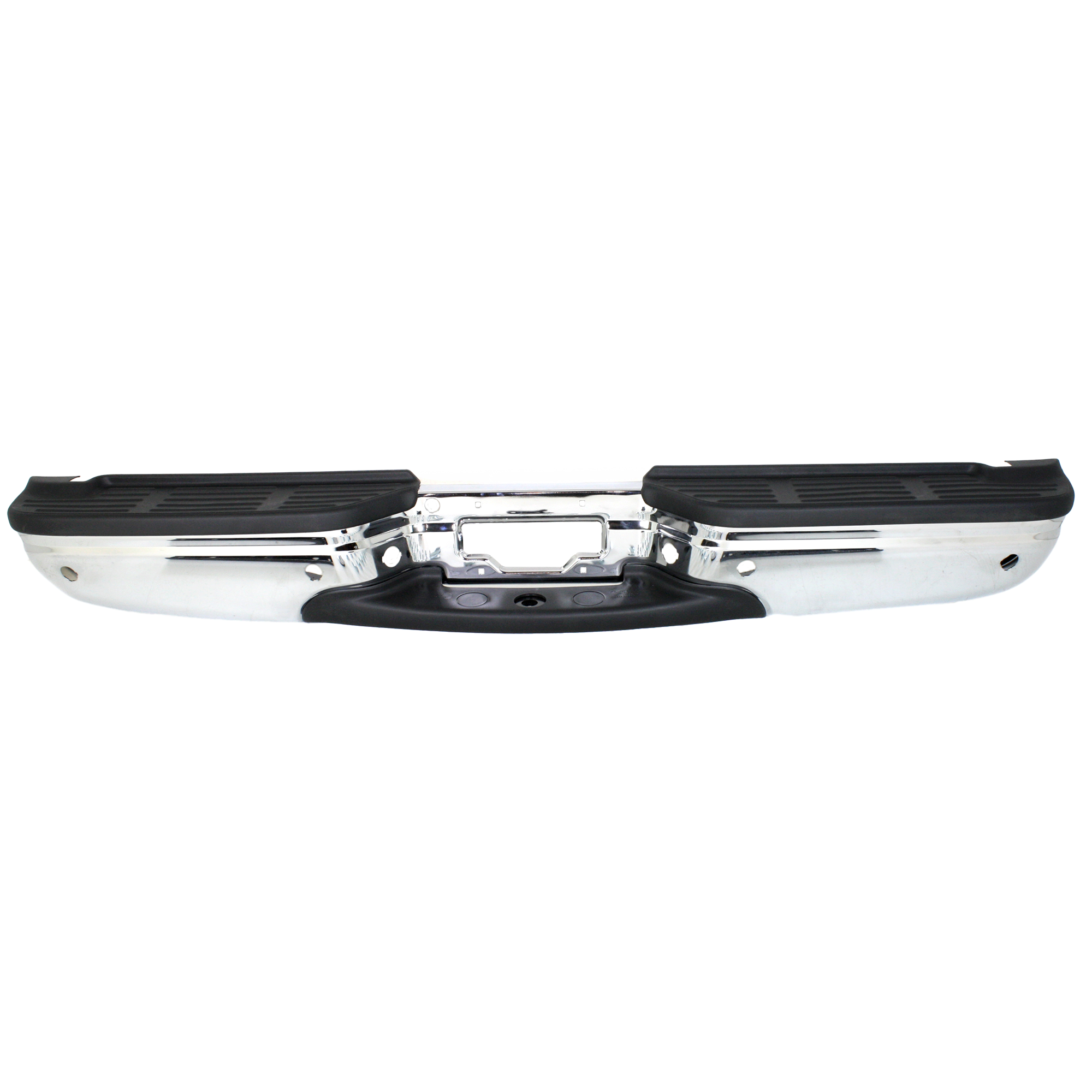 AM F SERIES SUPER DUTY 01-07 STEP BUMPER FACE BAR AND PAD w Pad Provision w Mounting Bracket Chrome Fleetside Regular Cab SuperCab w Rear Object Sensor Holes w Brackets SKU REPF823714 Partslink FO1103173 OEM 1C3Z17906DA PFM