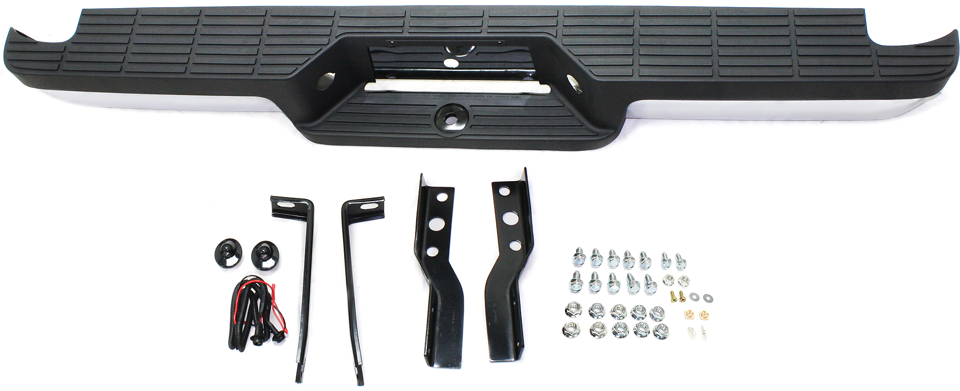 AM RANGER 93-11 STEP BUMPER FACE BAR AND PAD w Pad Provision w Mounting Bracket Chrome w Pads Hitch Style Fleetside SKU REPF823716 Partslink FO1102306 OEM 4L5Z17906AA PFM