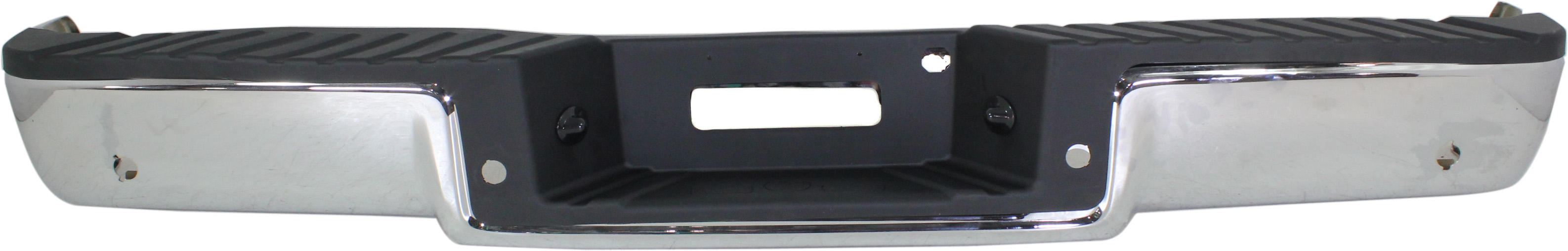 AM F 150 MARK LT 06-08 STEP BUMPER FACE BAR AND PAD w Pad Provision w o Mounting Bracket Chrome w Rear Object Sensor Holes F 150 w Towing Pkg Fleetside SKU REPF823727 Partslink FO1103138 OEM 8L3Z17906C PFM