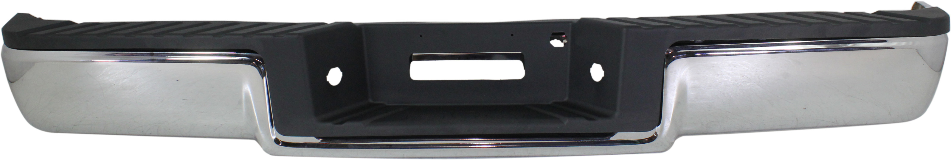 AM F 150-04-06 STEP BUMPER FACE BAR AND PAD w Pad Provision w o Mounting Bracket Chrome Hitch Style w o Rear Object Sensor Holes F 150 To 8-8-05 Styleside SKU REPF823732 Partslink FO1103117 OEM Performance