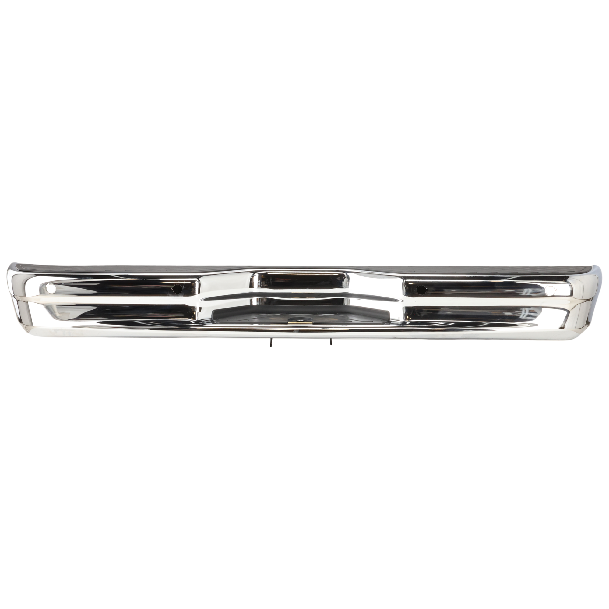 AM ECONOLINE VAN 07-14 STEP BUMPER FACE BAR AND PAD w Pad Provision w o Mounting Bracket Chrome w Rear Object Sensor Holes Welded Reinforcement Bar SKU REPF823741 OEM 7C2Z17906D YC2Z17B807AAB YC2Z1