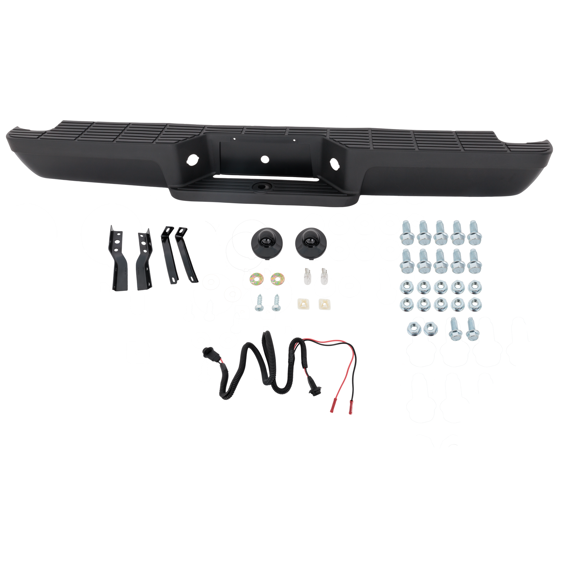 AM RANGER 93-11 STEP BUMPER FACE BAR AND PAD w Pad Provision w Mounting Bracket Powdercoated Black Hitch Style Fleetside SKU REPF823914 Partslink FO1102257 OEM F1TZ17906G