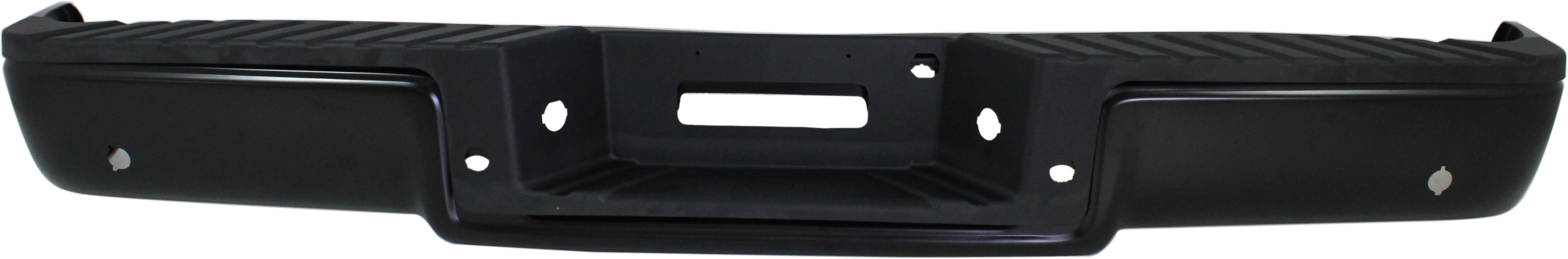 AM F 150-04-06 STEP BUMPER FACE BAR AND PAD w Pad Provision w o Mounting Bracket Powdercoated Black Hitch Style w Rear Object Sensor Holes Styleside SKU REPF823922 Partslink FO1103120 OEM Performance