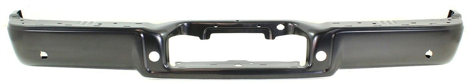 AM F 150 MARK LT 06-08 STEP BUMPER FACE BAR ONLY w o Pad w Pad Provision w o Mounting Bracket Powdercoated Black w Rear Object Sensor Holes Fleetside SKU REPF825604P Partslink FO1102360 OEM 8L3Z17906EPTM