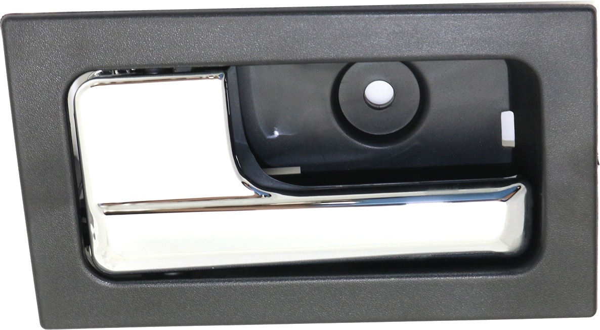 AM F 150-09-14 FRONT INTERIOR DOOR HANDLE LH Chrome Lever+Txt Black Hsg w Power Lock =REAR Crew Cab SKU REPFD462332 OEM CL3Z1522601FA CL3Z1522601EA 9L