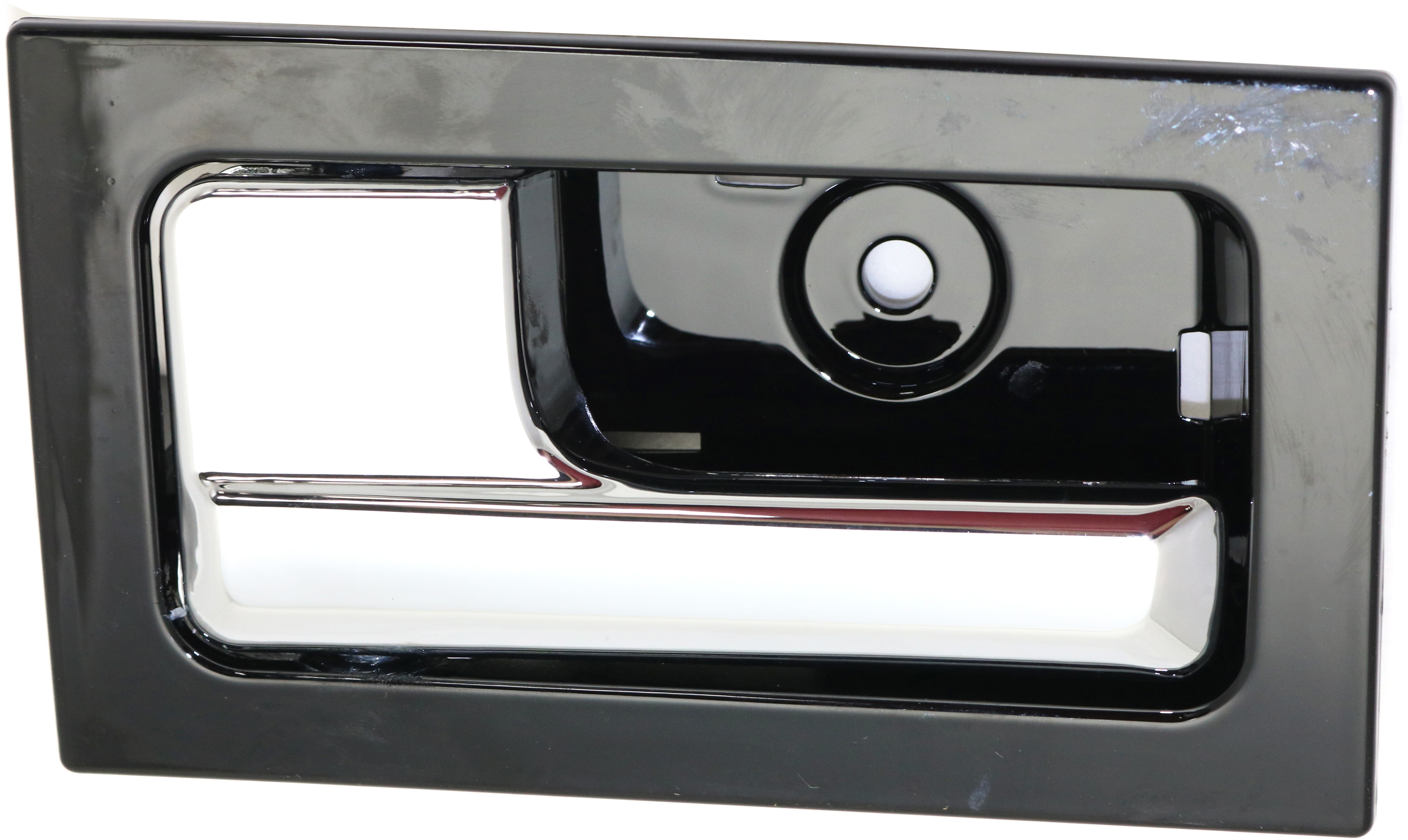 AM F 150-09-14 FRONT INTERIOR DOOR HANDLE LH Chrome Lever+Shiny Black Hsg w Power Lock =REAR Crew Cab SKU REPFD462336 OEM CL3Z1522601EA PFM