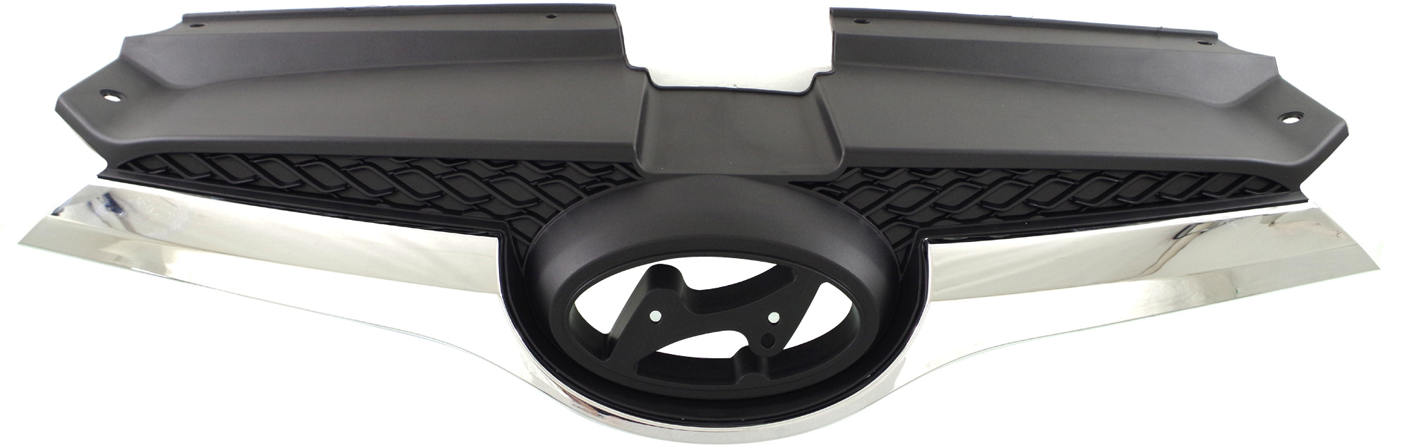 AM VELOSTER 12-17 GRILLE Textured Black Shell and Insert w Chrome Mldg w o Turbo SKU REPH070179 Partslink HY1200170 OEM 863502V100