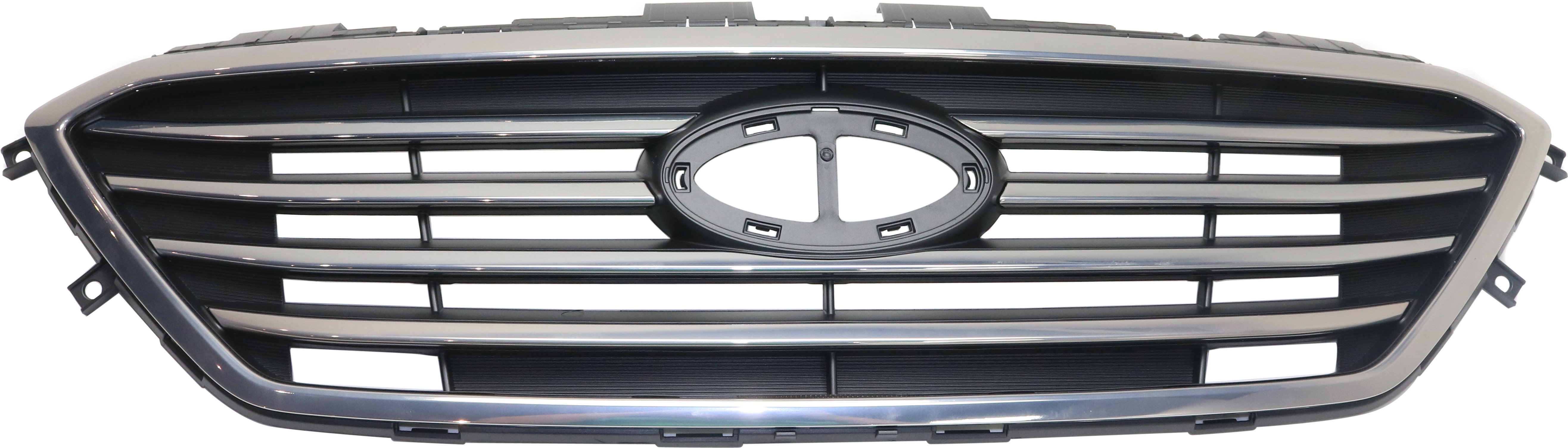 AM SONATA 15-17 GRILLE Painted Silver Gray Shell and Insert Std Type w Chr Mldg w o Auto Cruise Exc. Hybrid Model SKU REPH070183 Partslink HY1200174 OEM 86350C2000