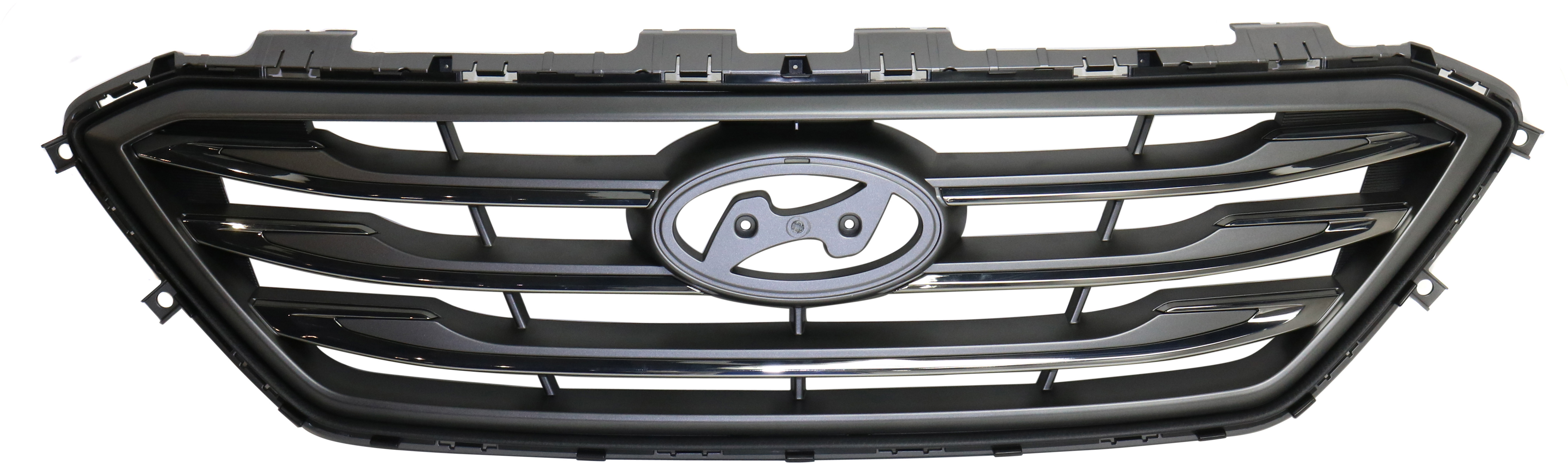 AM SONATA 15-17 GRILLE Painted Silver Gray Shell and Insert Sprt Type w Chr Mldg w o Auto Cruise Exc. Hybrid Model SKU REPH070184 Partslink HY1200182 OEM 86350C2300
