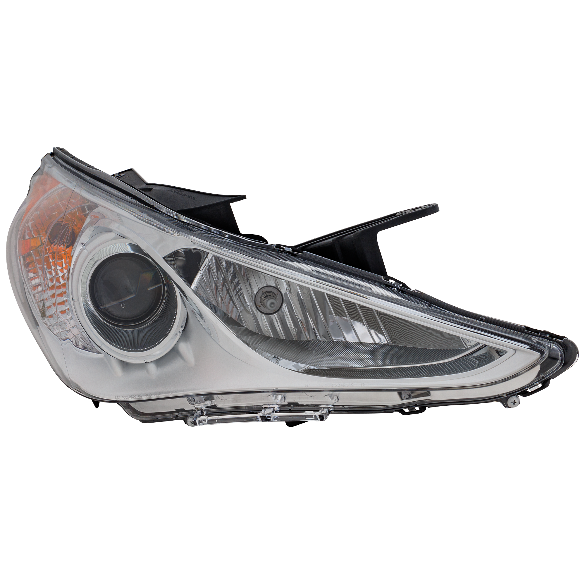 AM SONATA 11-14 HEAD LAMP RH Assembly Halogen Type 1 White Interior Excludes Hybrid Model CAPA SKU REPH100131Q Partslink HY2503159C OEM 921023Q000