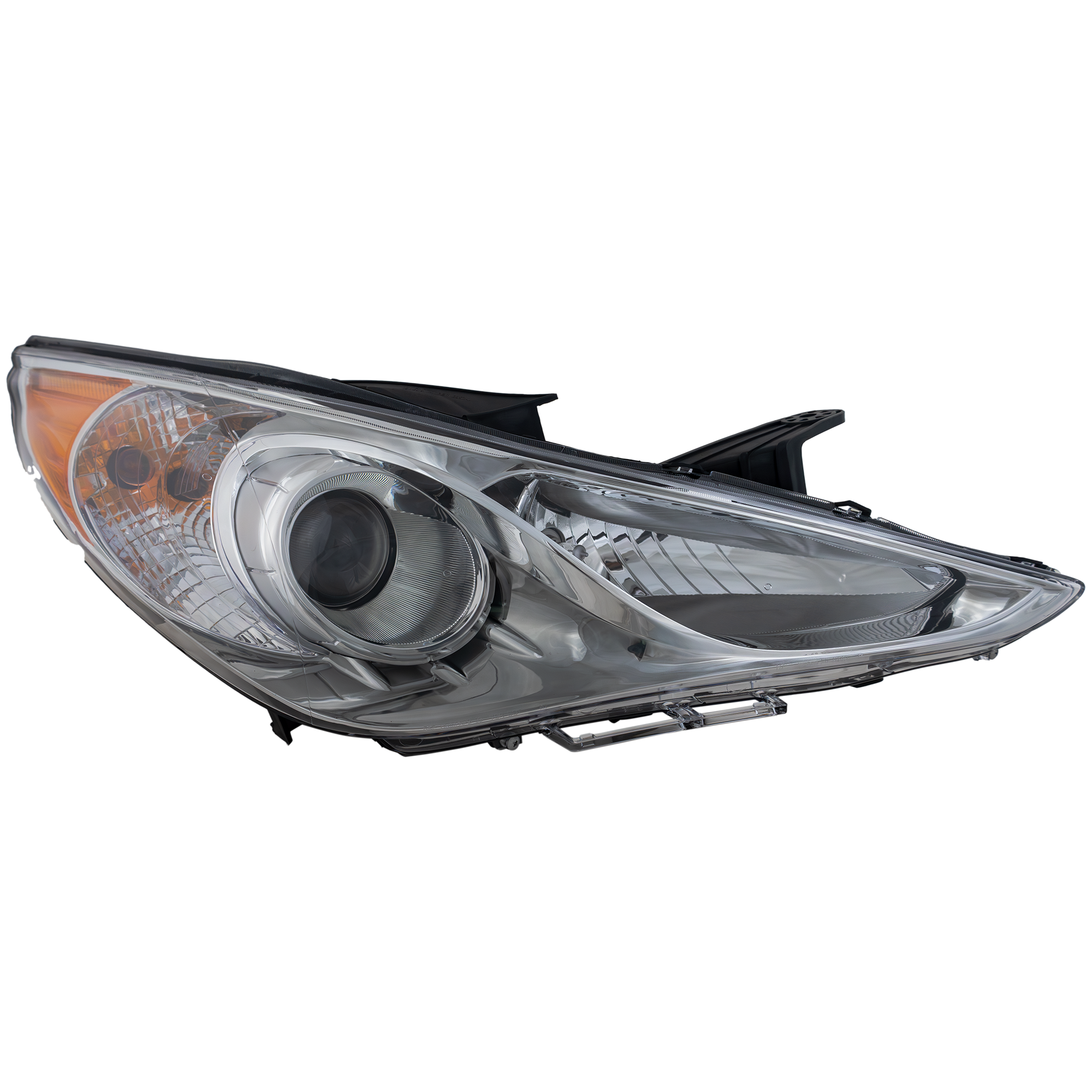 AM SONATA 11-14 HEAD LAMP RH Assembly Halogen Type 2 Chrome Interior Excludes Hybrid Model SKU REPH100141 Partslink HY2503157 OEM 921023Q100