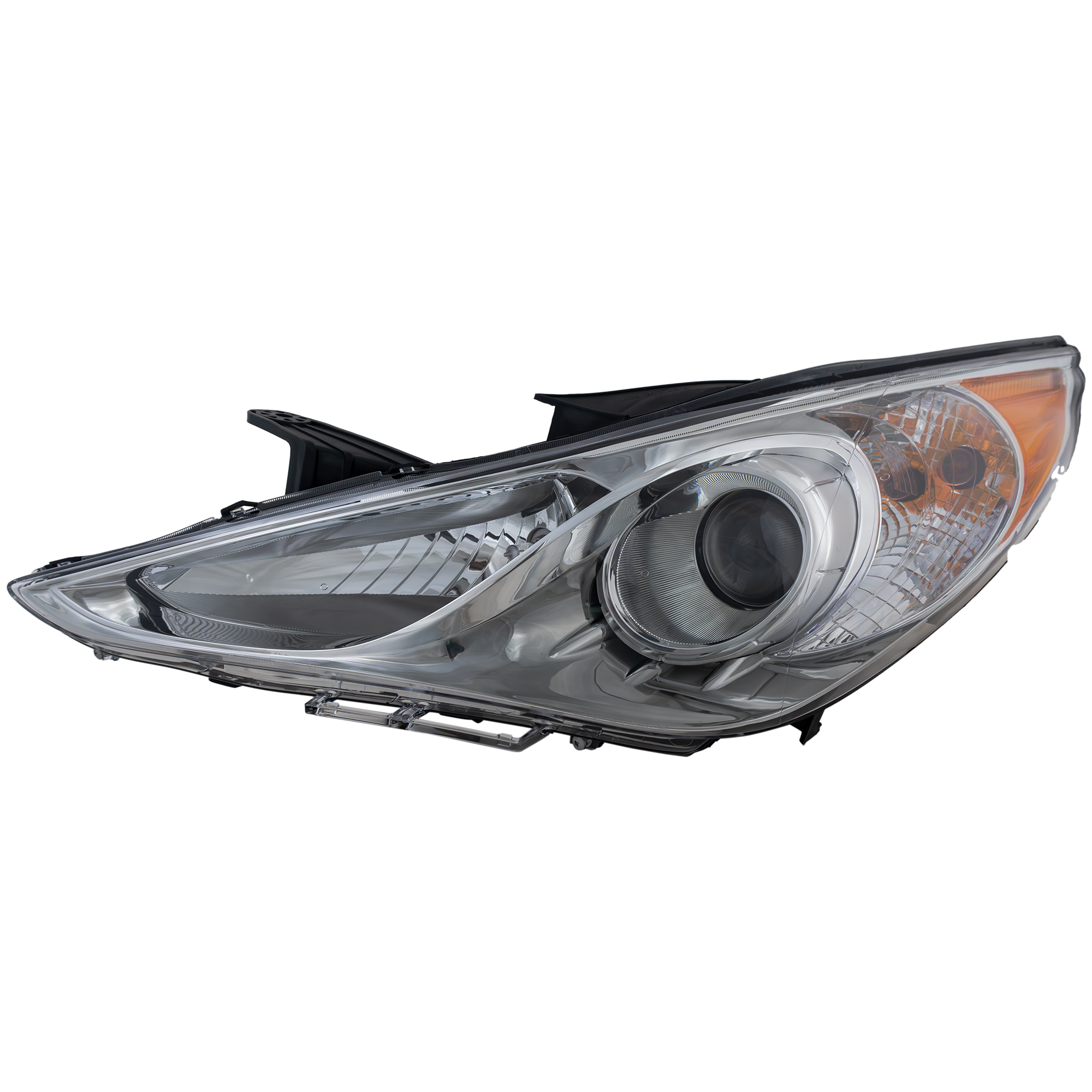 AM SONATA 11-14 HEAD LAMP LH Assembly Halogen Type 2 Chrome Interior Excludes Hybrid Model CAPA SKU REPH100142Q Partslink HY2502157C OEM 921013Q100