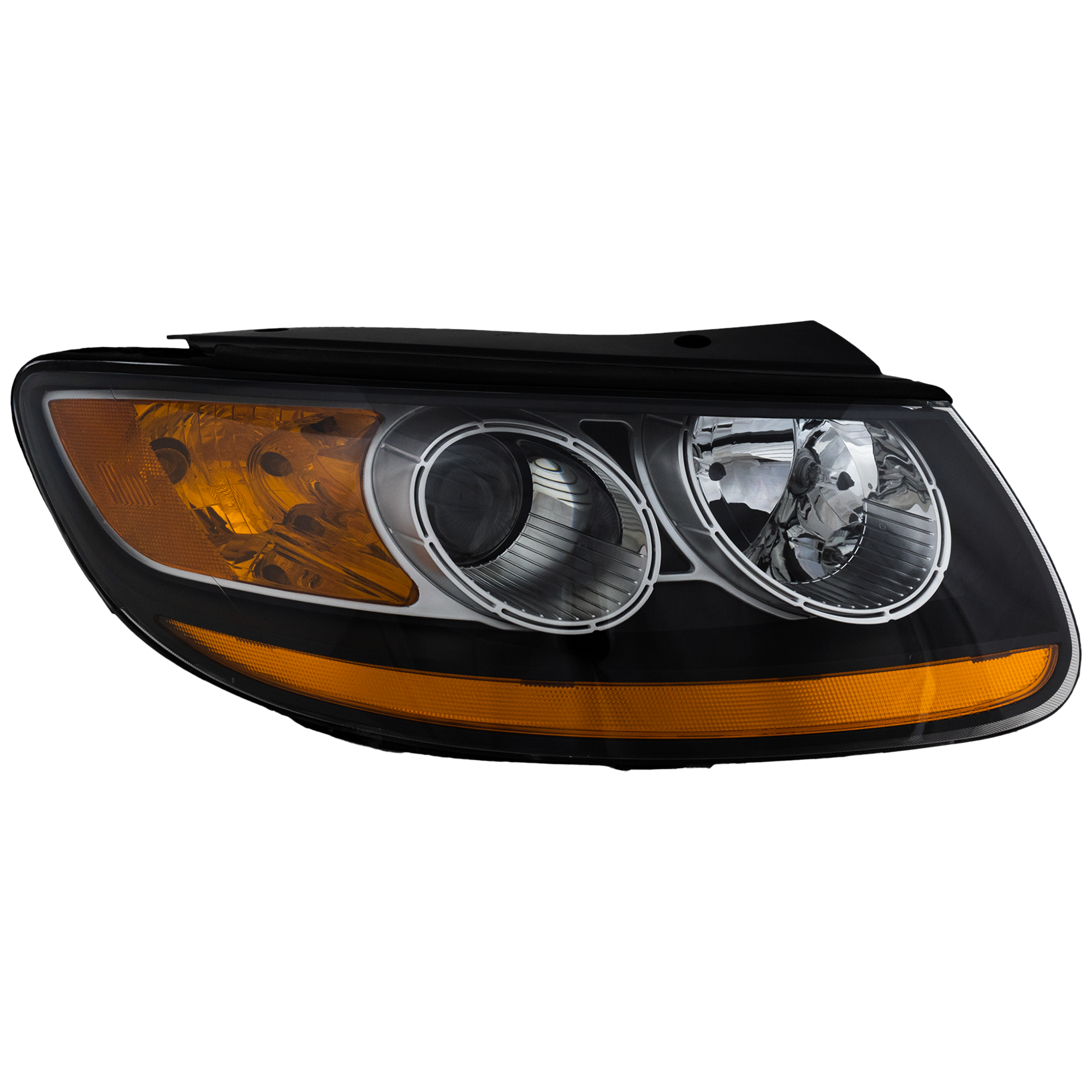 AM SANTA FE 10-12 HEAD LAMP RH Assembly Halogen Amber Reflector SKU REPH100193 Partslink HY2503156 OEM 921020W100