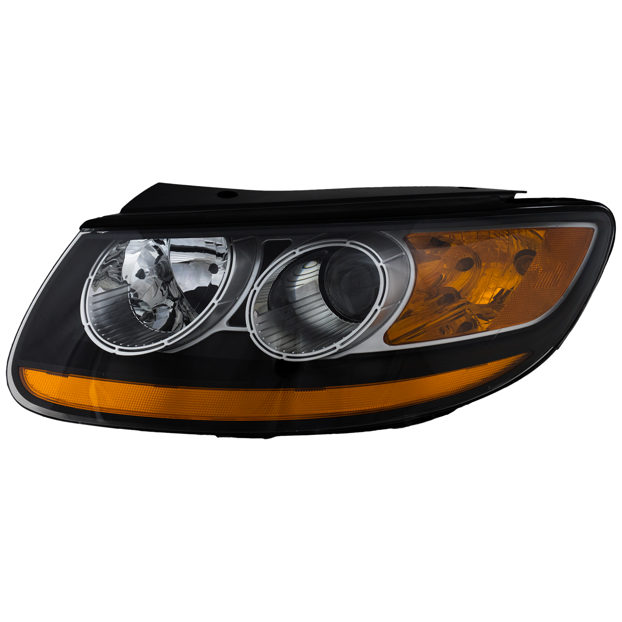 AM SANTA FE 10-12 HEAD LAMP LH Assembly Halogen Amber Reflector SKU REPH100194 Partslink HY2502156 OEM 921010W100