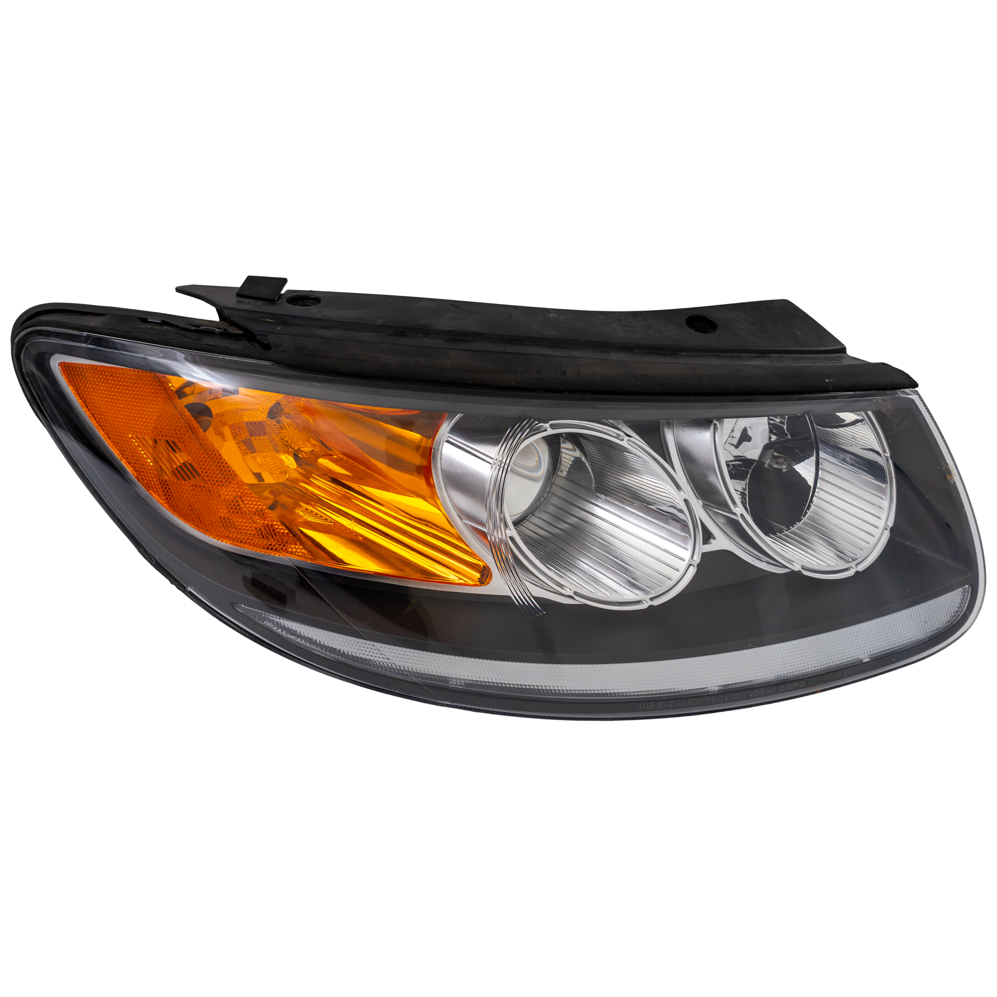 AM SANTA FE 10-12 HEAD LAMP RH Assembly Halogen Clear Reflector SKU REPH100369 Partslink HY2503166 OEM 921020W500-921020W100