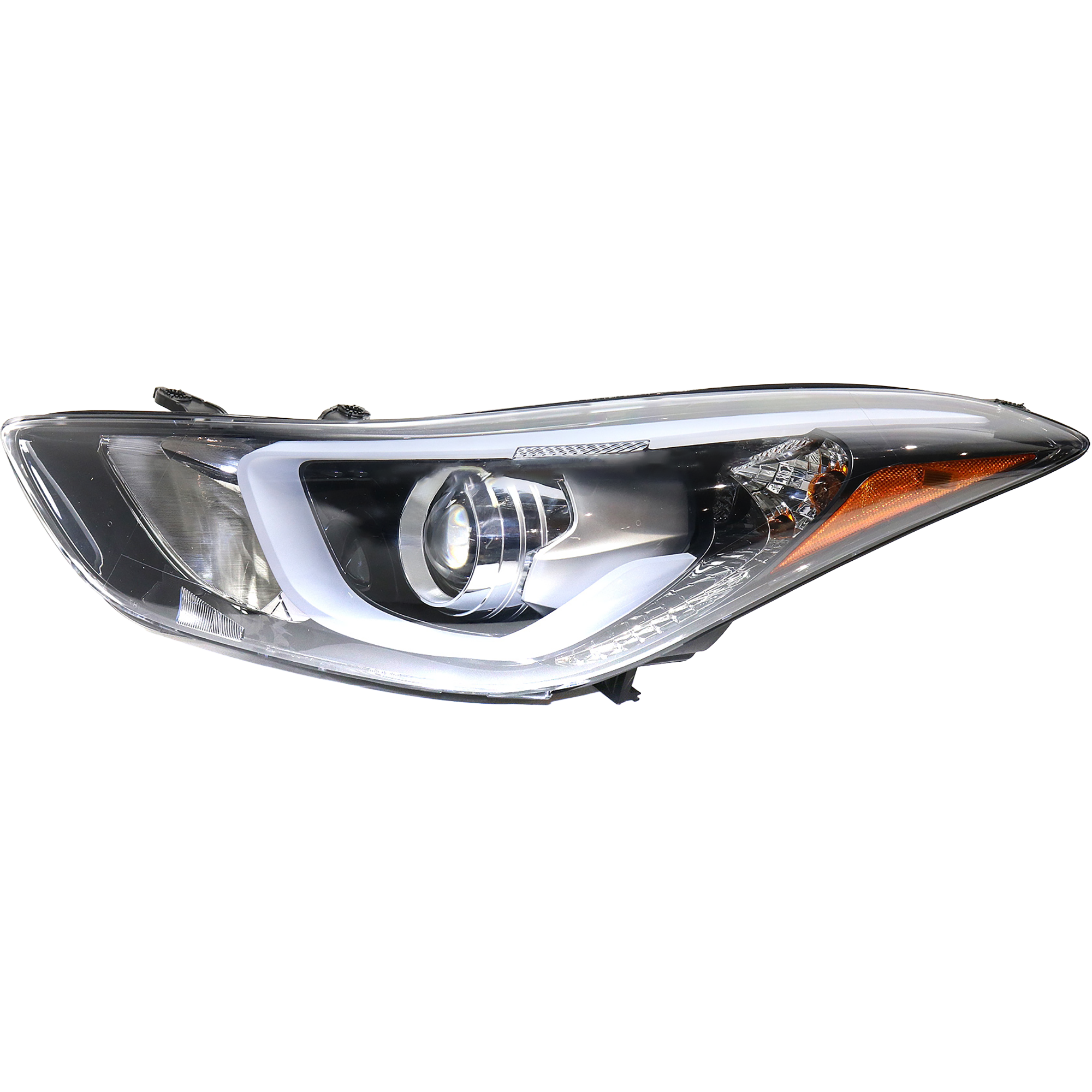 AM ELANTRA 14-16 ELANTRA COUPE 13-14 HEAD LAMP LH Assembly Halogen w LED Position Light 14-16 Sedan Korea Built Vehicle SKU REPH100396 Partslink HY2502188 OEM 921013X450