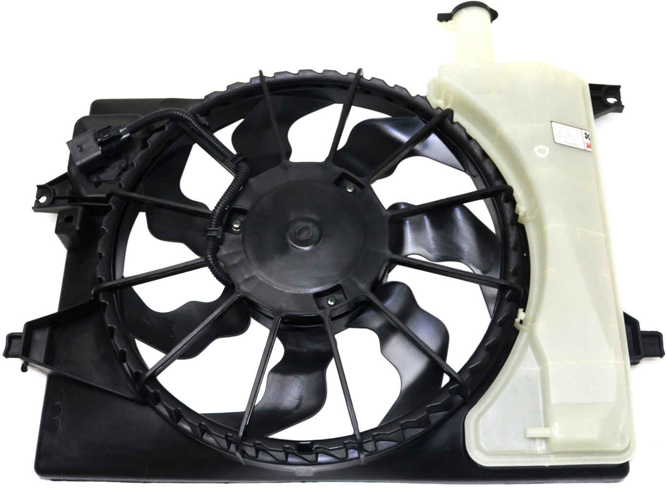 AM ELANTRA 14-16 ELANTRA GT 16-17 FORTE 15-16 FORTE5-15-18 RADIATOR FAN ASSEMBLY w Resistor and Coolant Tank SKU REPH160984 Partslink HY3115152 OEM 253803X500