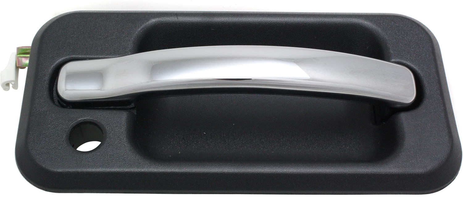 AM H2-03-09 FRONT EXTERIOR DOOR HANDLE RH Textured Black Bezel Chrome Lever w Keyhole SKU REPH462129 Partslink HU1311101 OEM 15104791
