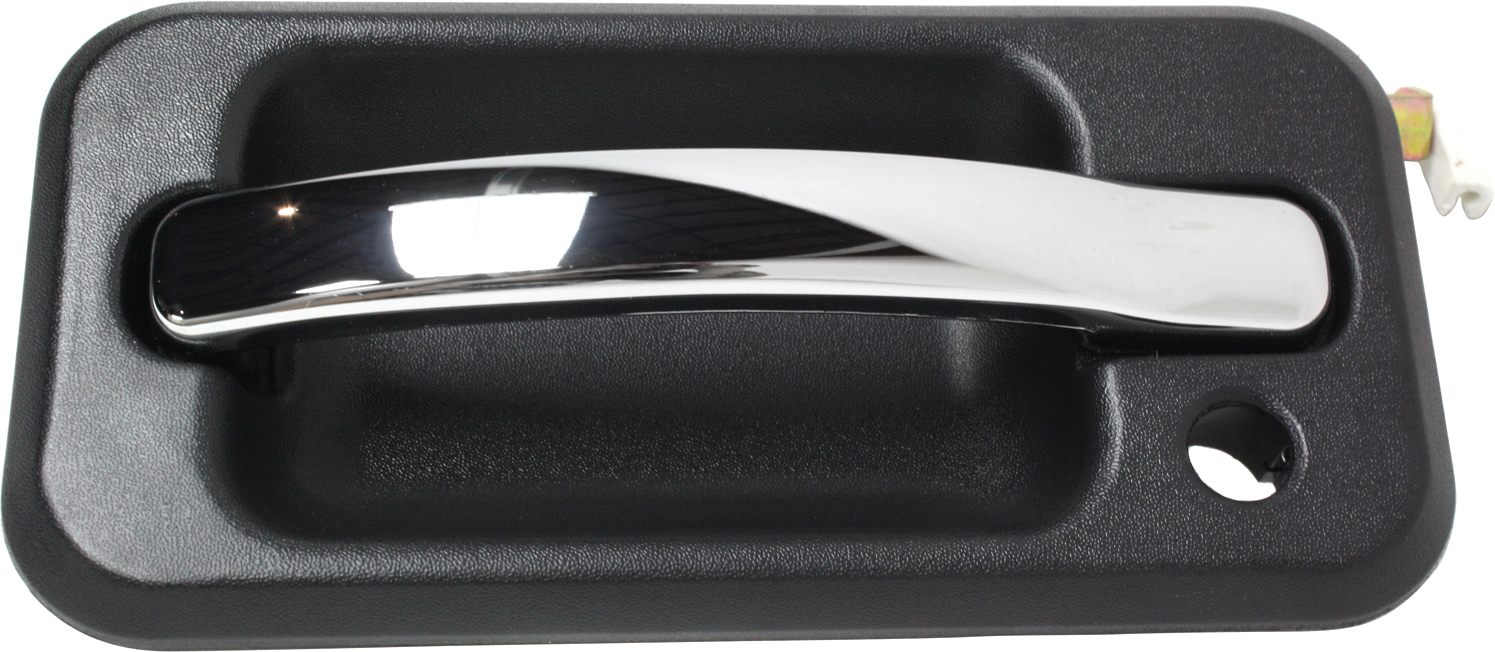 AM H2-03-09 FRONT EXTERIOR DOOR HANDLE LH Textured Black Bezel Chrome Lever w Keyhole SKU REPH462130 Partslink HU1310101 OEM 25845866