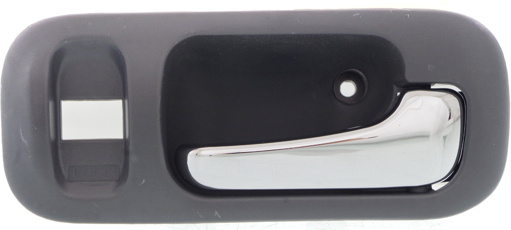 AM ODYSSEY 95-98 CR V 97-01 FRONT INTERIOR DOOR HANDLE RH Chrome Lever+Gray Bezel Plas w Lock Hole SKU REPHD462161 Partslink HO1353139 OEM 72124SX0003ZB 72124SX0003ZE PF