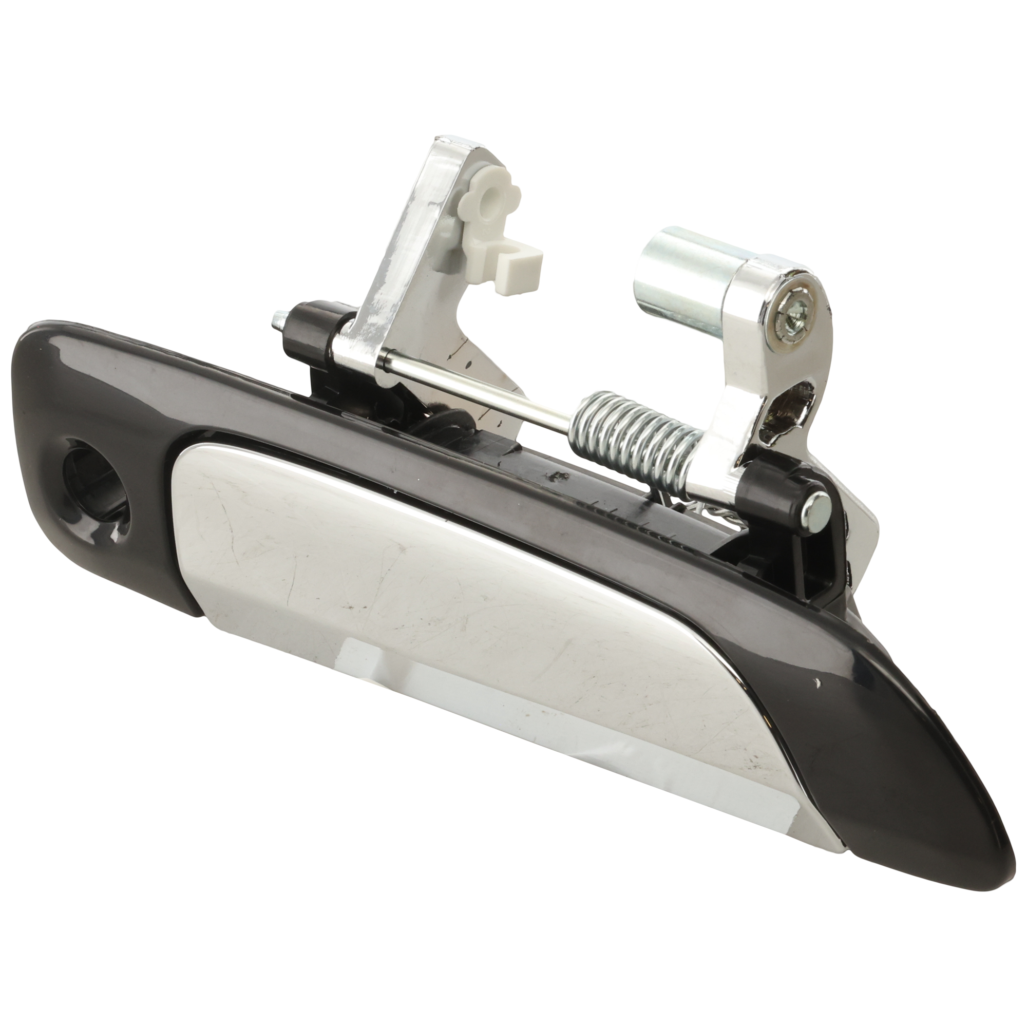 AM CIVIC 01-05 FRONT EXTERIOR DOOR HANDLE RH Chrome Lever+Smooth Black Housing w Keyhole Sedan SKU REPHO462103 Partslink FDH010014 OEM 72140S5DA12ZA