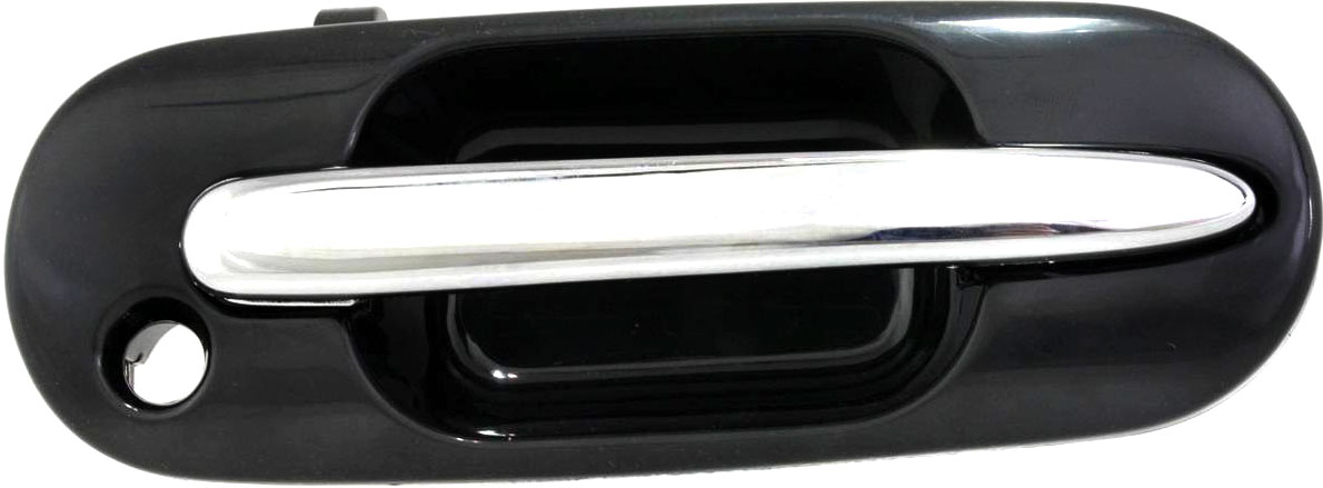 AM CR V 97-01 FRONT EXTERIOR DOOR HANDLE RH Chrome Lever+Smooth Black PTM Base w Keyhole SKU REPHO462123 Partslink HO1311114 OEM 72140ST0J02ZS