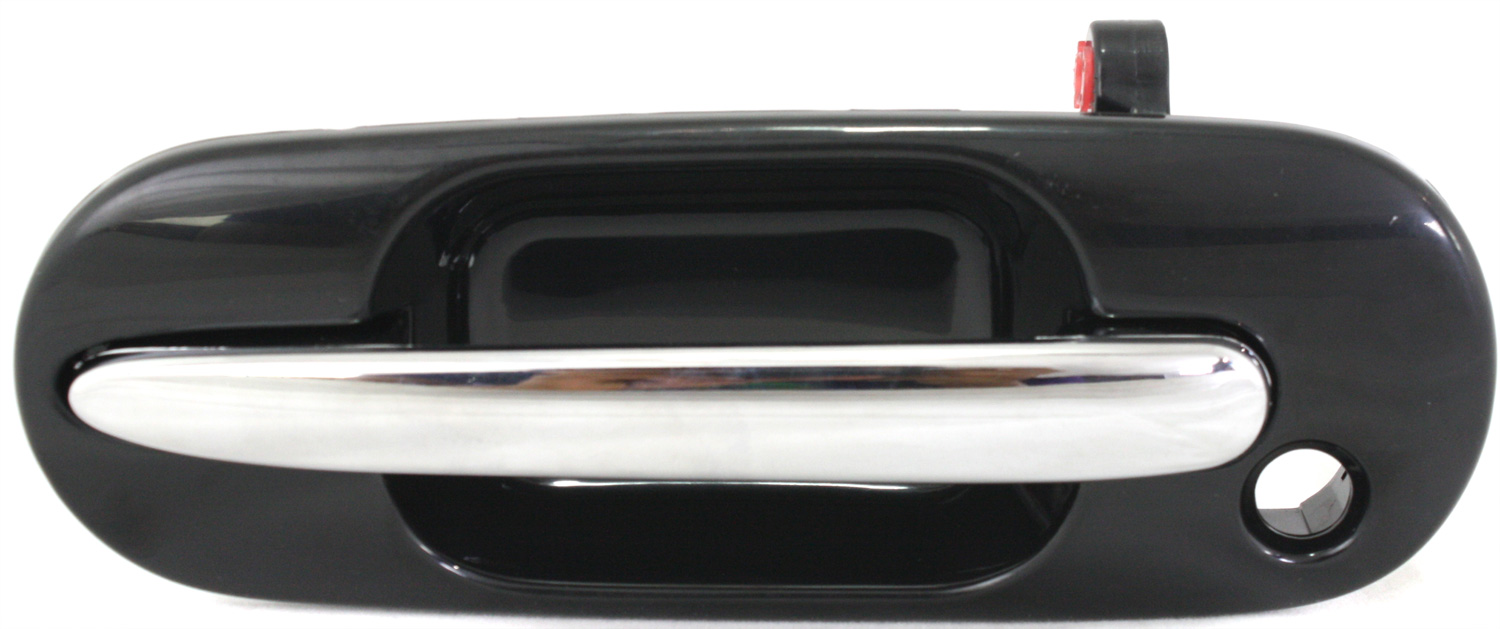 AM CR V 97-01 FRONT EXTERIOR DOOR HANDLE LH Chrome Lever+Smooth Black PTM Base w Keyhole SKU REPHO462124 Partslink HO1310108 OEM HO1310108-72180ST0J02