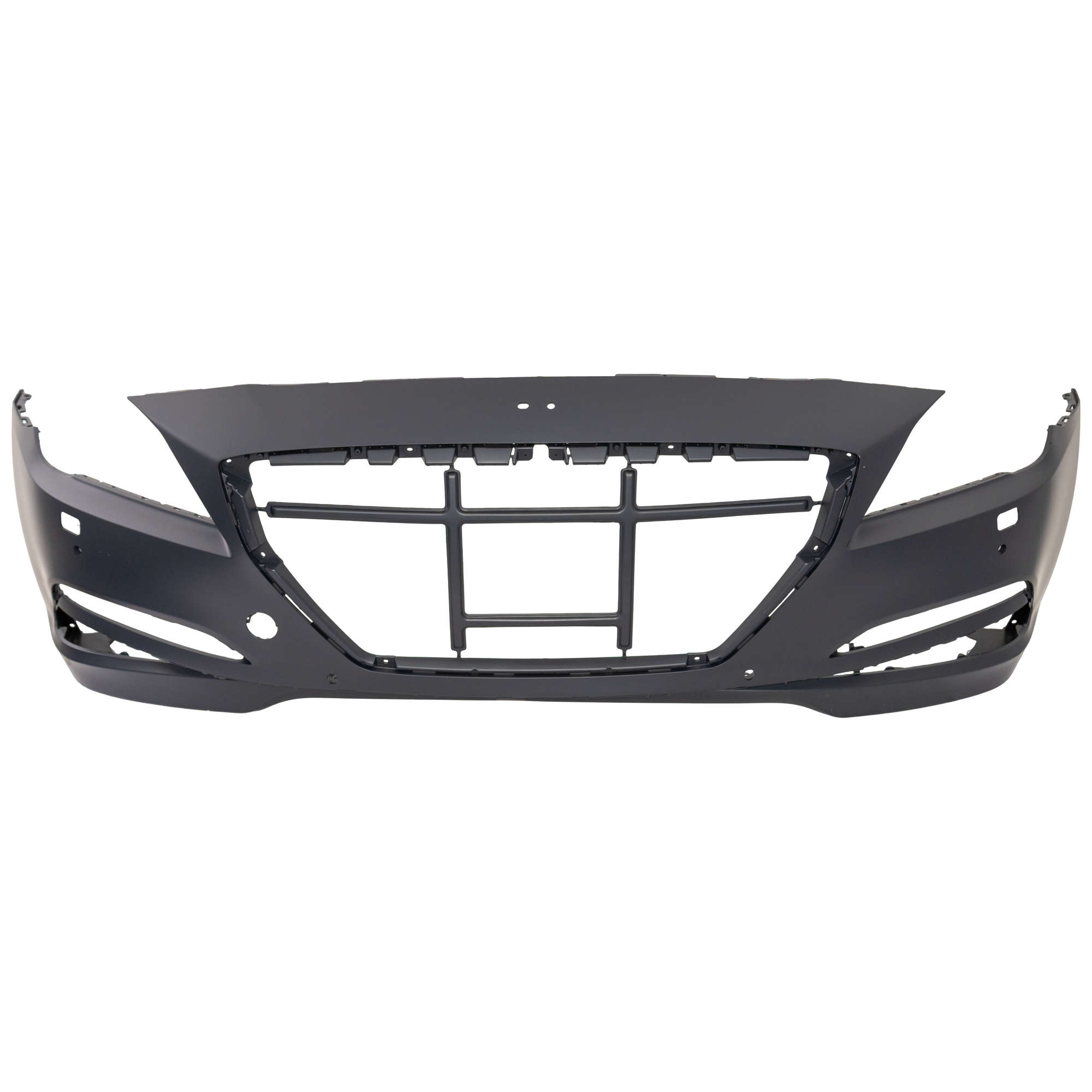 AM GENESIS 15-16 G80-17-17 FRONT BUMPER COVER Primed w HLW and Front Object Sensor Holes CAPA SKU REPHY010305PQ Partslink HY1000208C OEM 86540B1200
