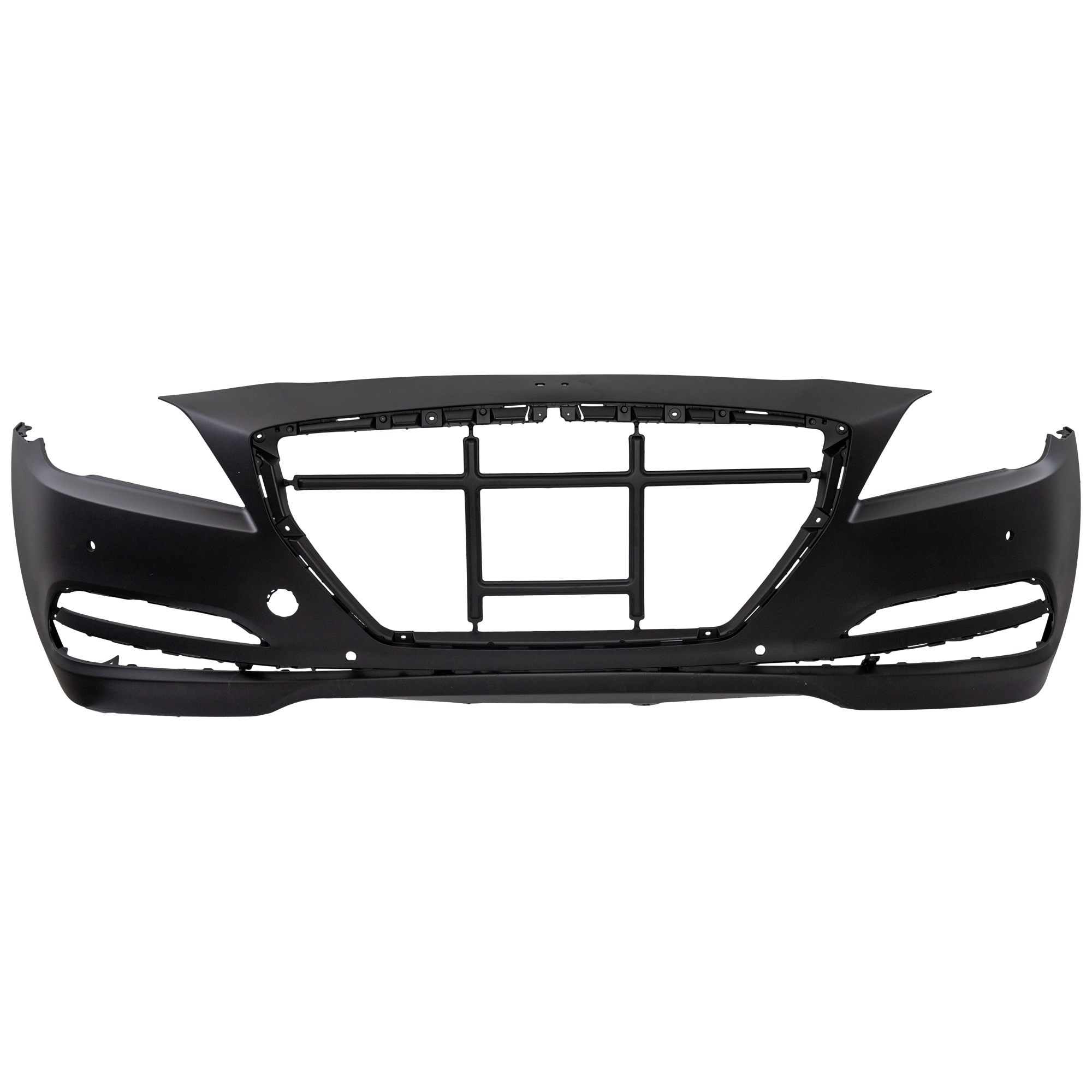 AM GENESIS 15-16 G80-17-17 FRONT BUMPER COVER Primed w o HLW Holes w Front Object Sensor Holes CAPA SKU REPHY010306PQ Partslink HY1000209C OEM 86540B1400