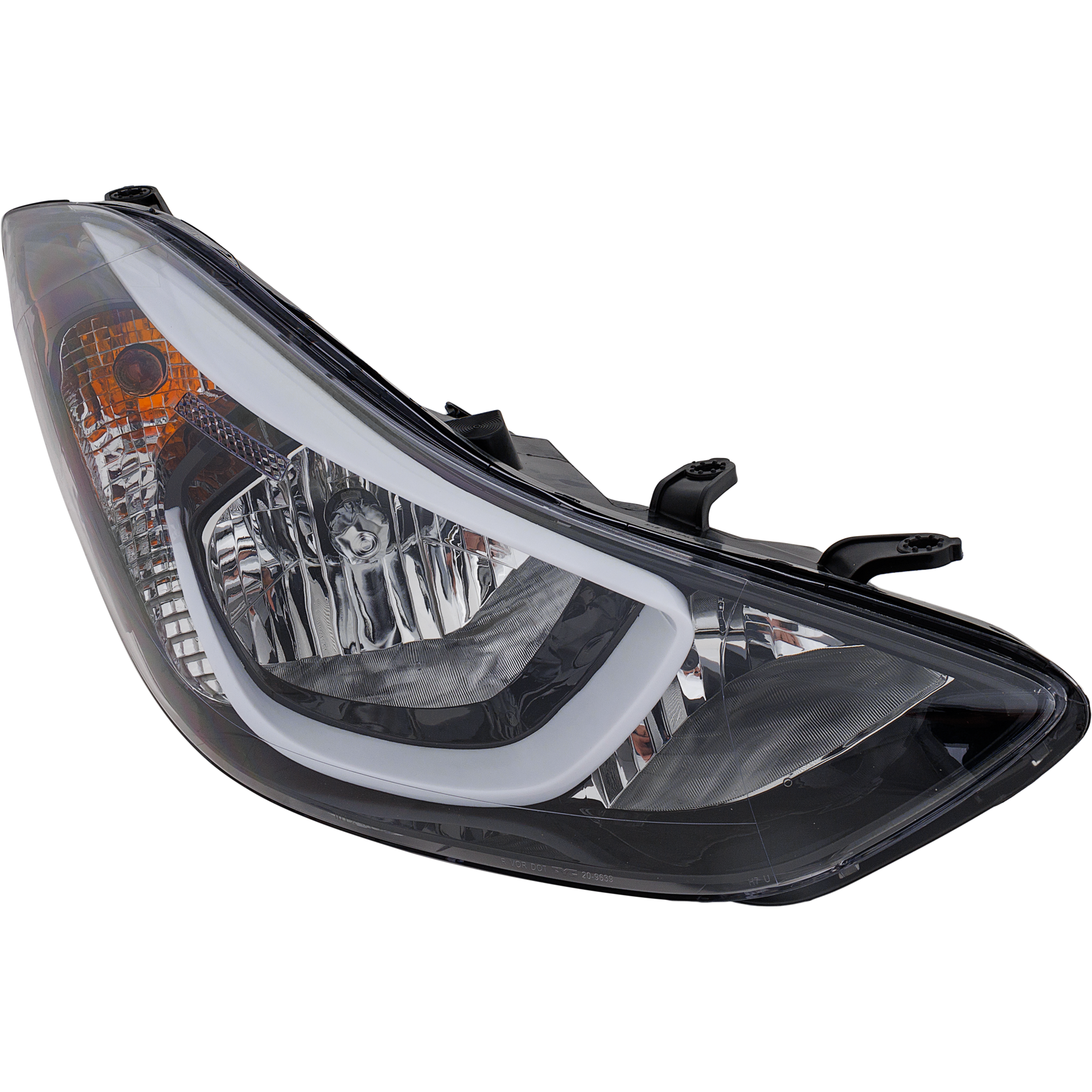 AM ELANTRA 14-16 HEAD LAMP RH Assembly Halogen w o LED Position Light Sedan USA Built Vehicle CAPA SKU REPHY100103Q Partslink HY2503187C OEM 921023X280-921023Y500
