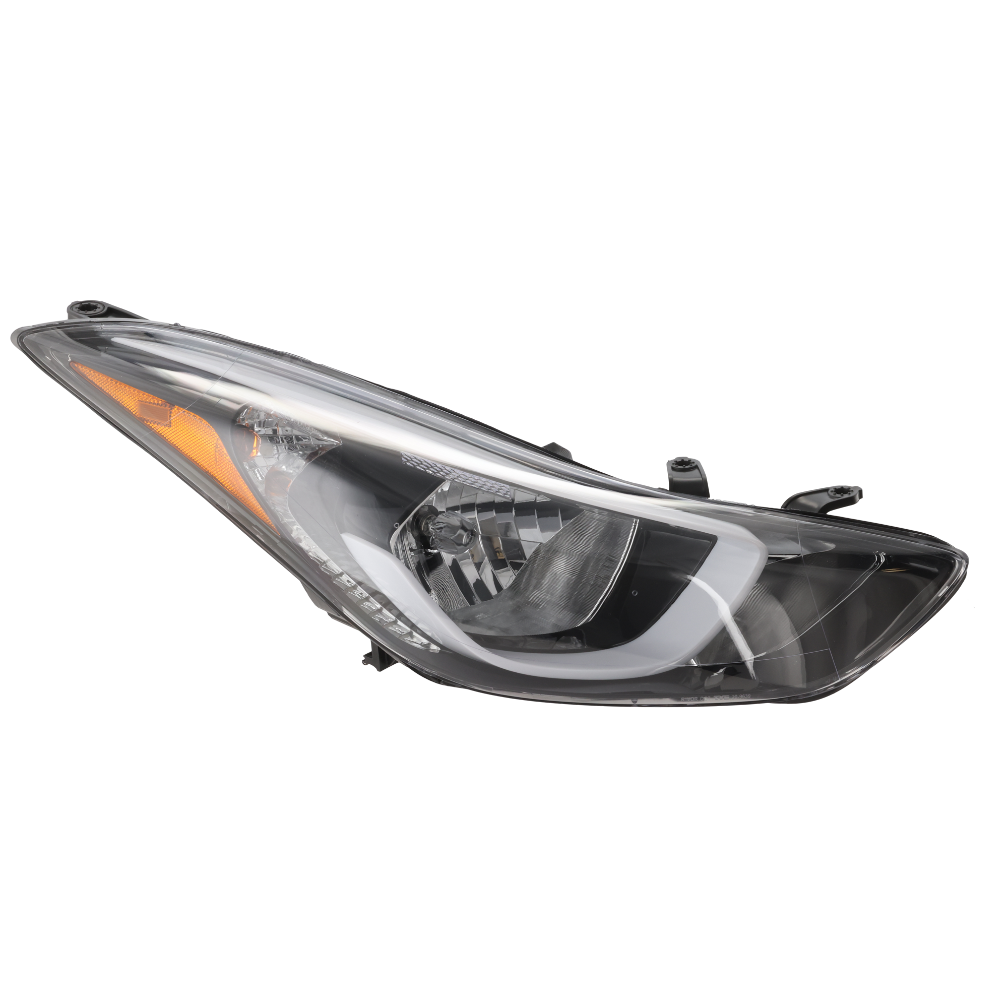AM ELANTRA 14-16 HEAD LAMP RH Assembly Halogen w o LED Position Light Sedan USA Built Vehicle SKU REPHY100103 Partslink HY2503187 OEM 921023X280-921023Y500