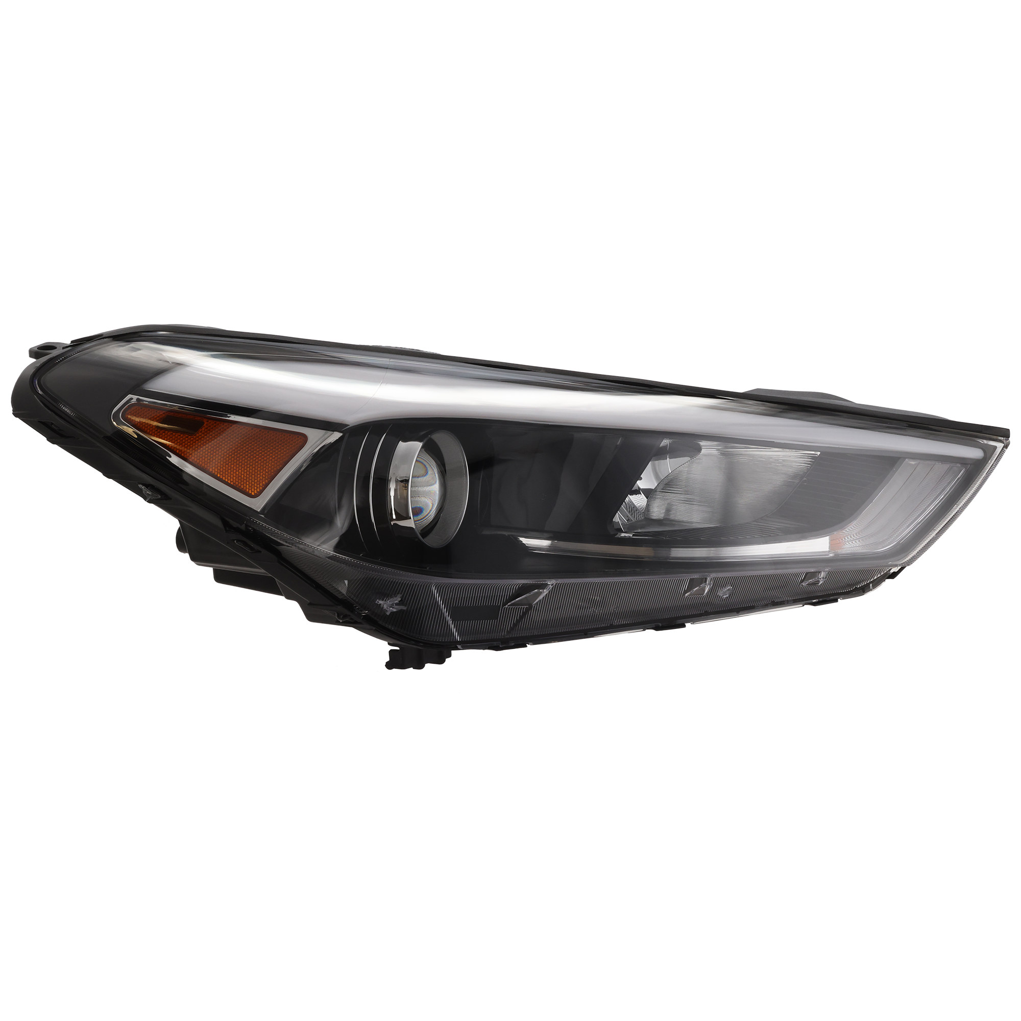 AM TUCSON 16-18 HEAD LAMP RH Assembly Halogen w o LED Position Light SKU REPHY100107 Partslink HY2503199 OEM 92102D3050