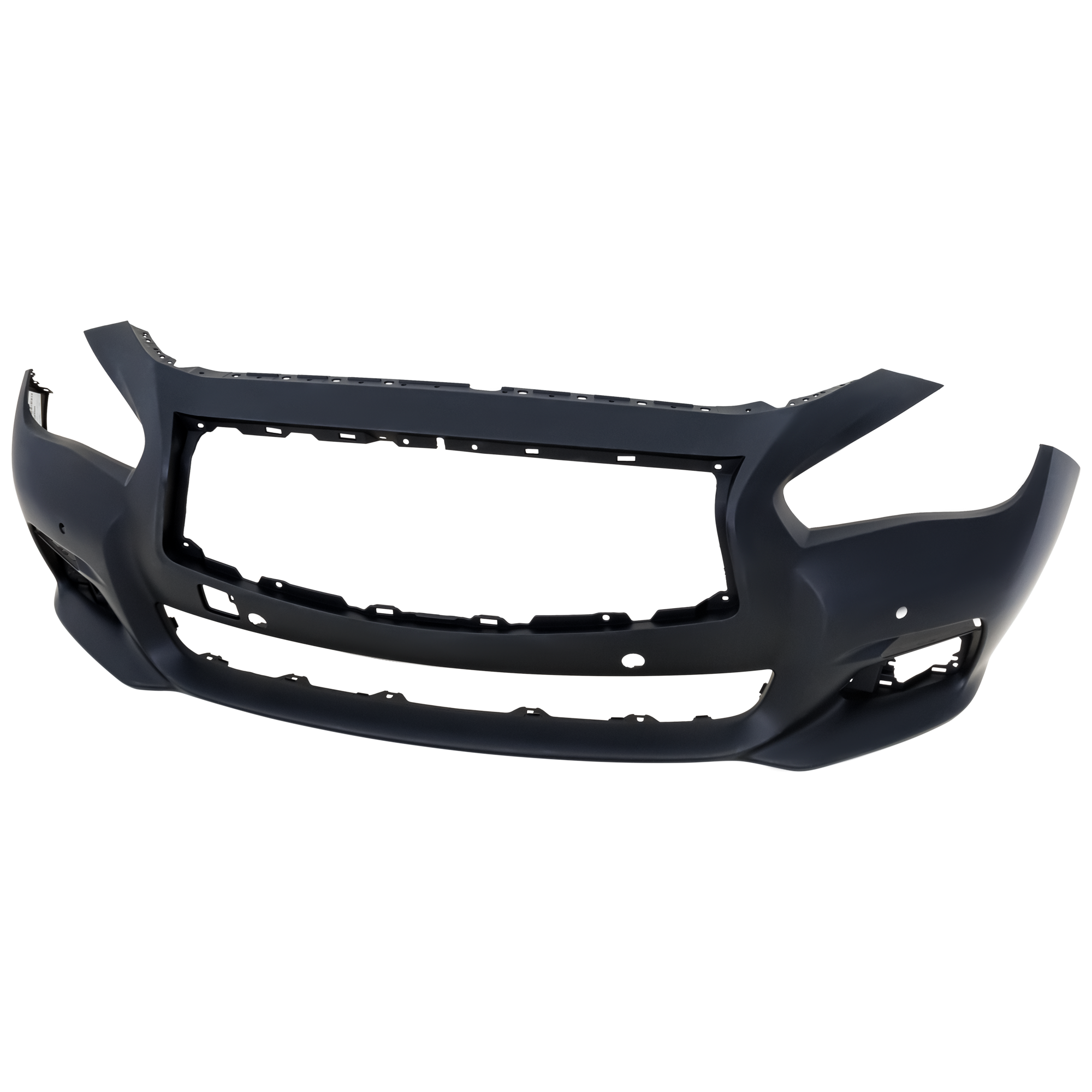 AM Q50-14-17 FRONT BUMPER COVER Primed w Object Sensor Holes Exc. Sport Models CAPA SKU REPI010334PQ Partslink IN1000257C OEM 620224HC0H
