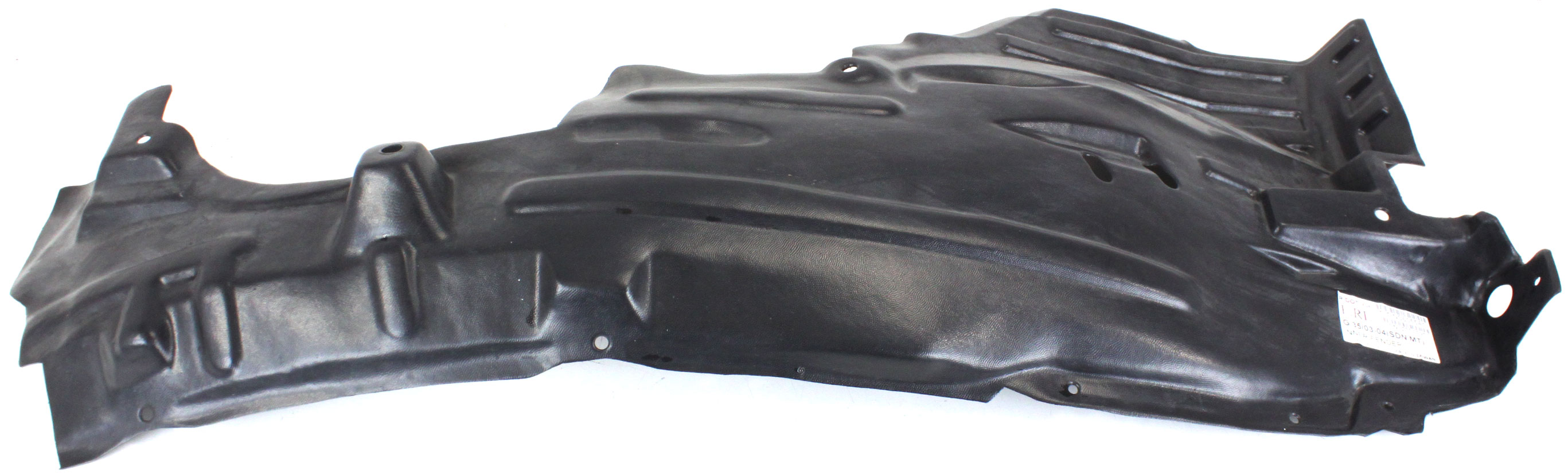 AM G35-03-04 FRONT FENDER LINER LH Rear Section Standard Transmission 4 Door Sedan SKU REPI222126 Partslink IN1250109 OEM 63843AC100