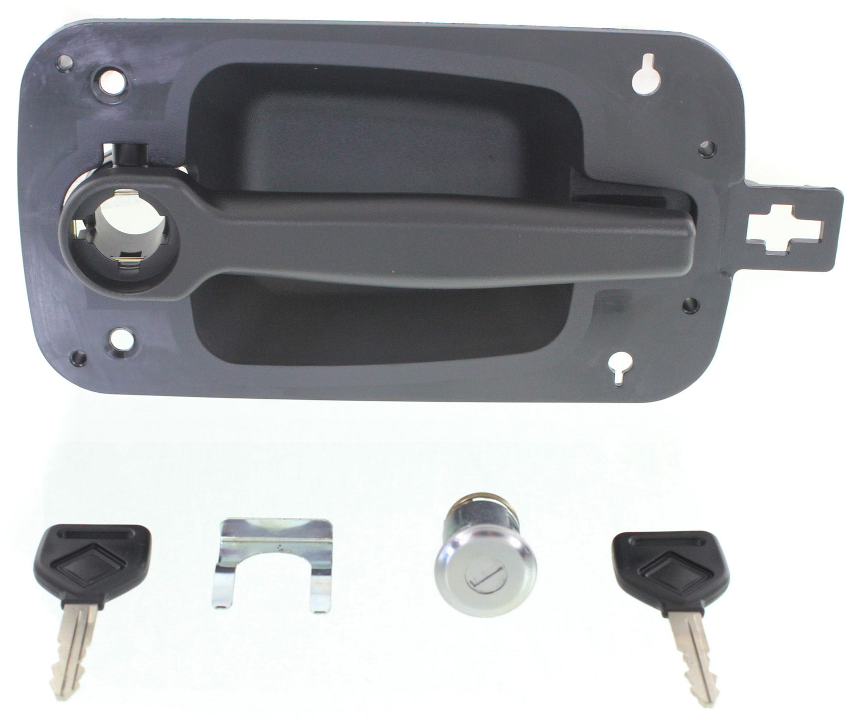 AM INTERNATIONAL TRUCK 08-12 FRONT EXTERIOR DOOR HANDLE LH=RH Textured Black w Key Hole w Key Set 1C2K SKU REPI462160K OEM 2587515C1L 2587515C1R