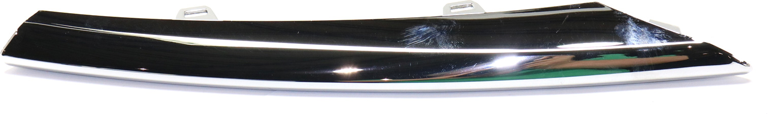 AM XJ 11-17 FRONT BUMPER MOLDING RH Cover Chrome SKU REPJ016105 Partslink JA1047103 OEM C2D25657