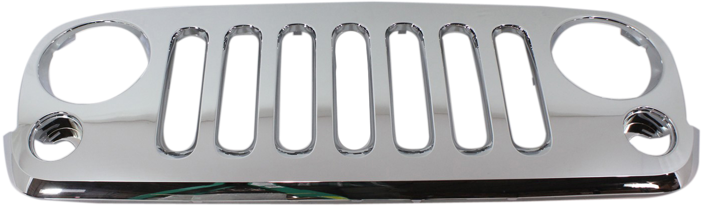 AM WRANGLER JK 07-16 GRILLE Plastic Chrome Shell and Insert SKU REPJ070121C Partslink CH1200328 OEM 68046306AA PFM