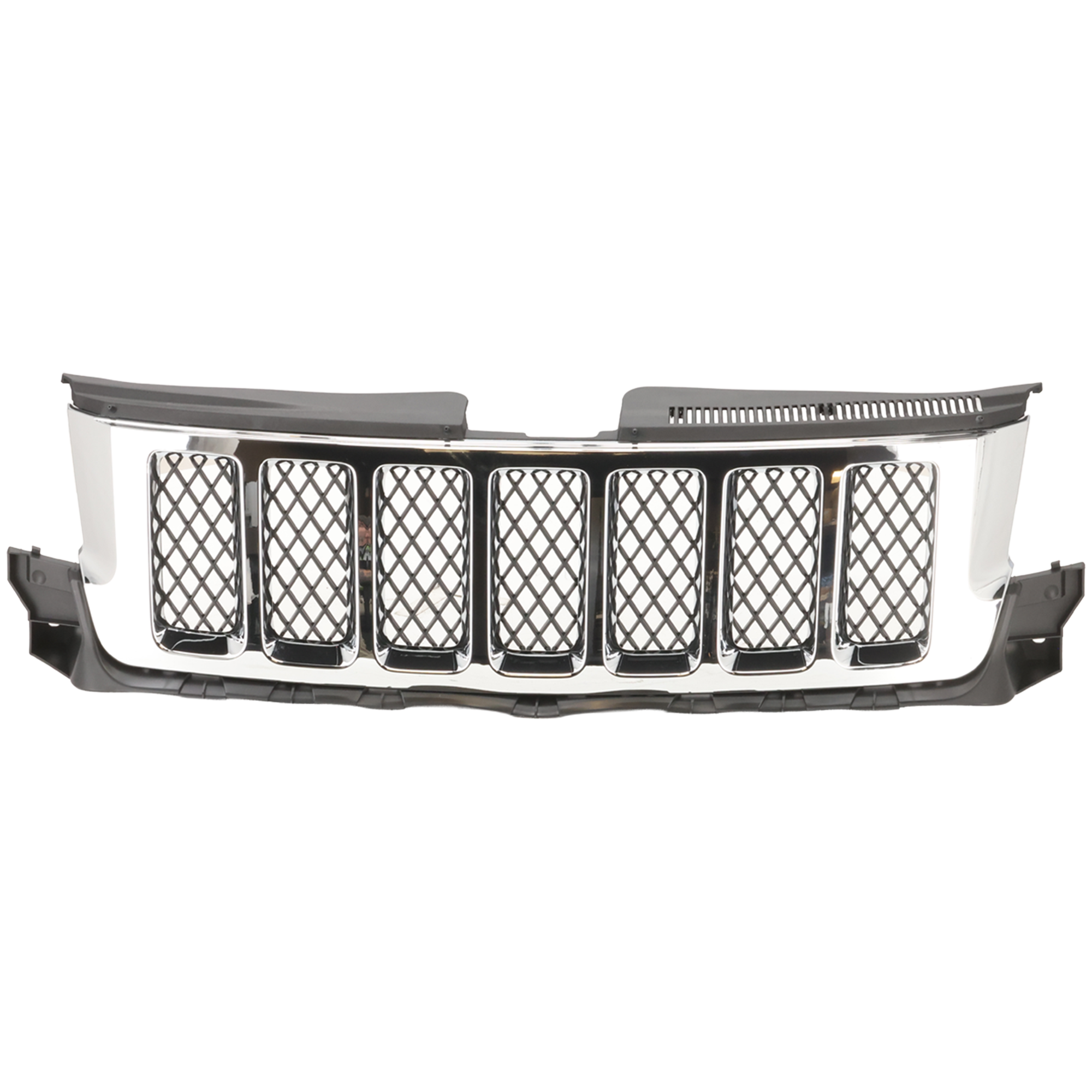 AM GRAND CHEROKEE 11-13 GRILLE Chrome Shell Painted Black Insert Code MFZ Overland Model SKU REPJ070125 Partslink CH1200363 OEM 57010708AE