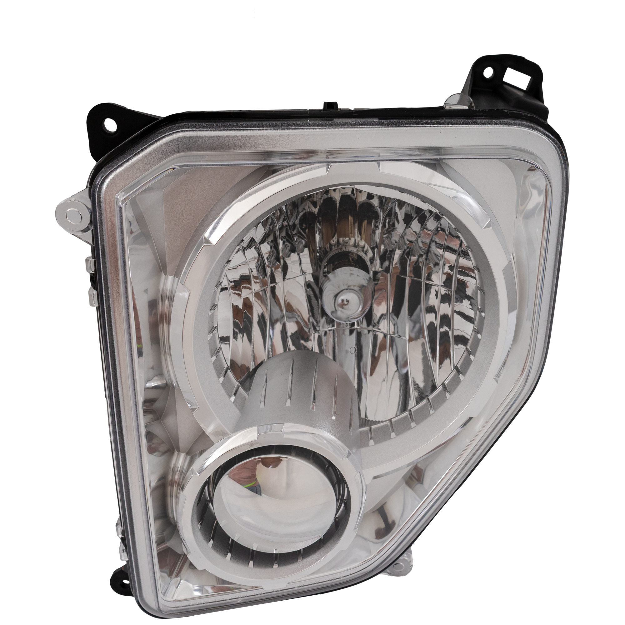 AM LIBERTY 08-12 HEAD LAMP LH Assembly Halogen Chrome Interior w o Fog Light Round Bulb Shield SKU REPJ100112 Partslink CH2502234 OEM 57010171AE