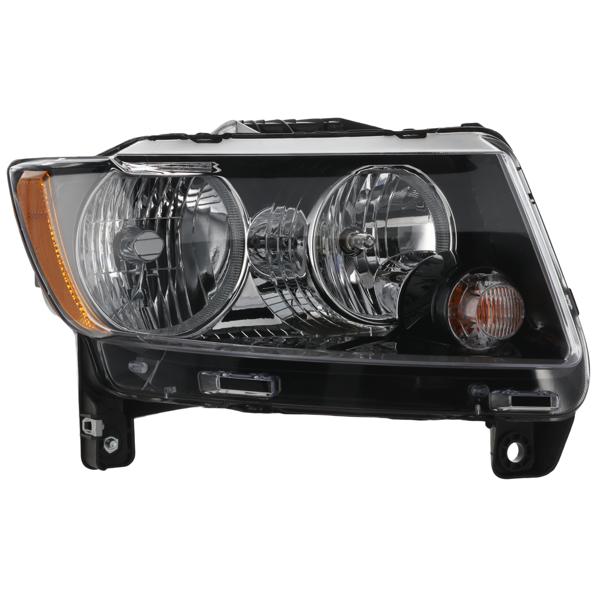 AM COMPASS 13-17 HEAD LAMP RH Assembly Standard Type 13-13 w Black Trim CAPA SKU REPJ100151Q Partslink CH2503246C OEM 68171214AC 68171214AB