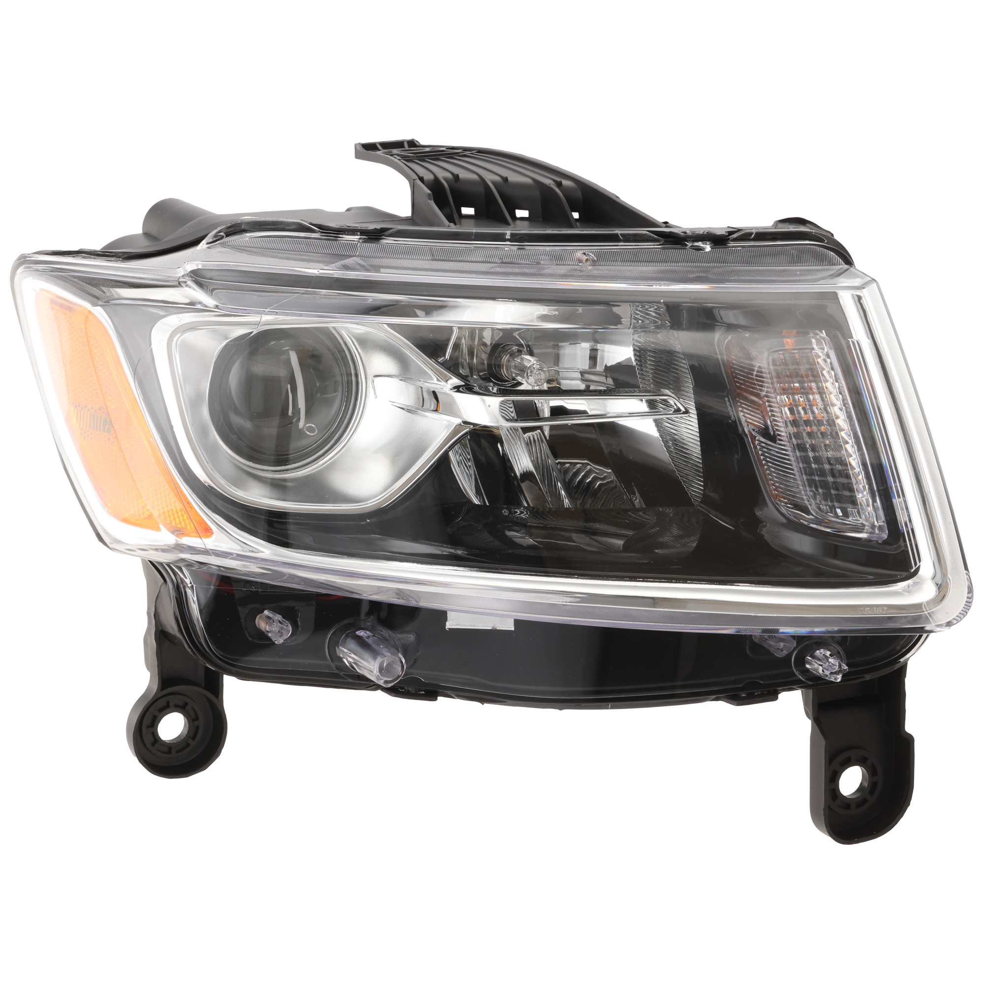 AM GRAND CHEROKEE 14-16 HEAD LAMP RH Assembly Halogen Chrome Trim Standard Type SKU REPJ100153 Partslink CH2503247 OEM 68110996AF
