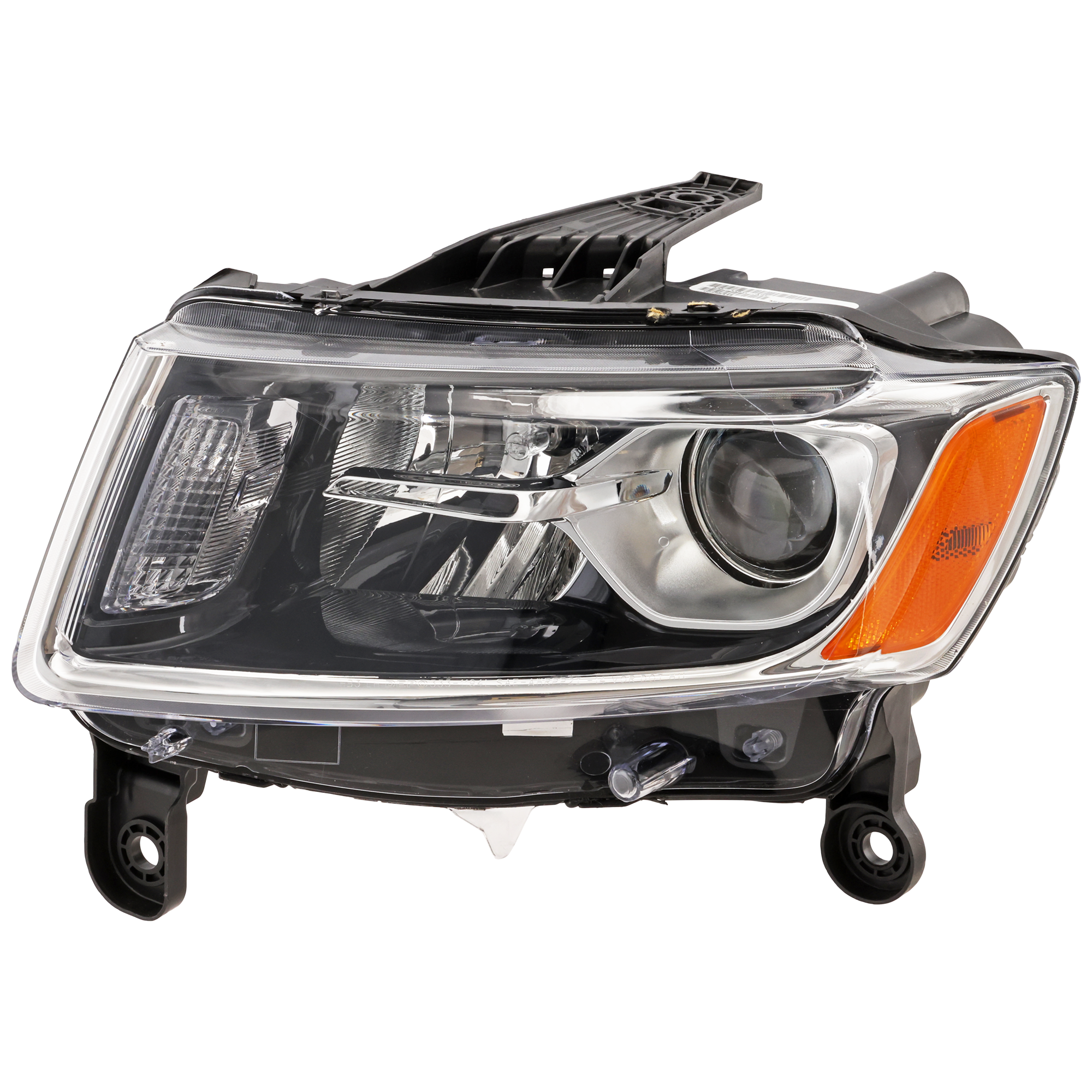 AM GRAND CHEROKEE 14-16 HEAD LAMP LH Assembly Halogen Chrome Trim Standard Type SKU REPJ100154 Partslink CH2502247 OEM 68110997AF